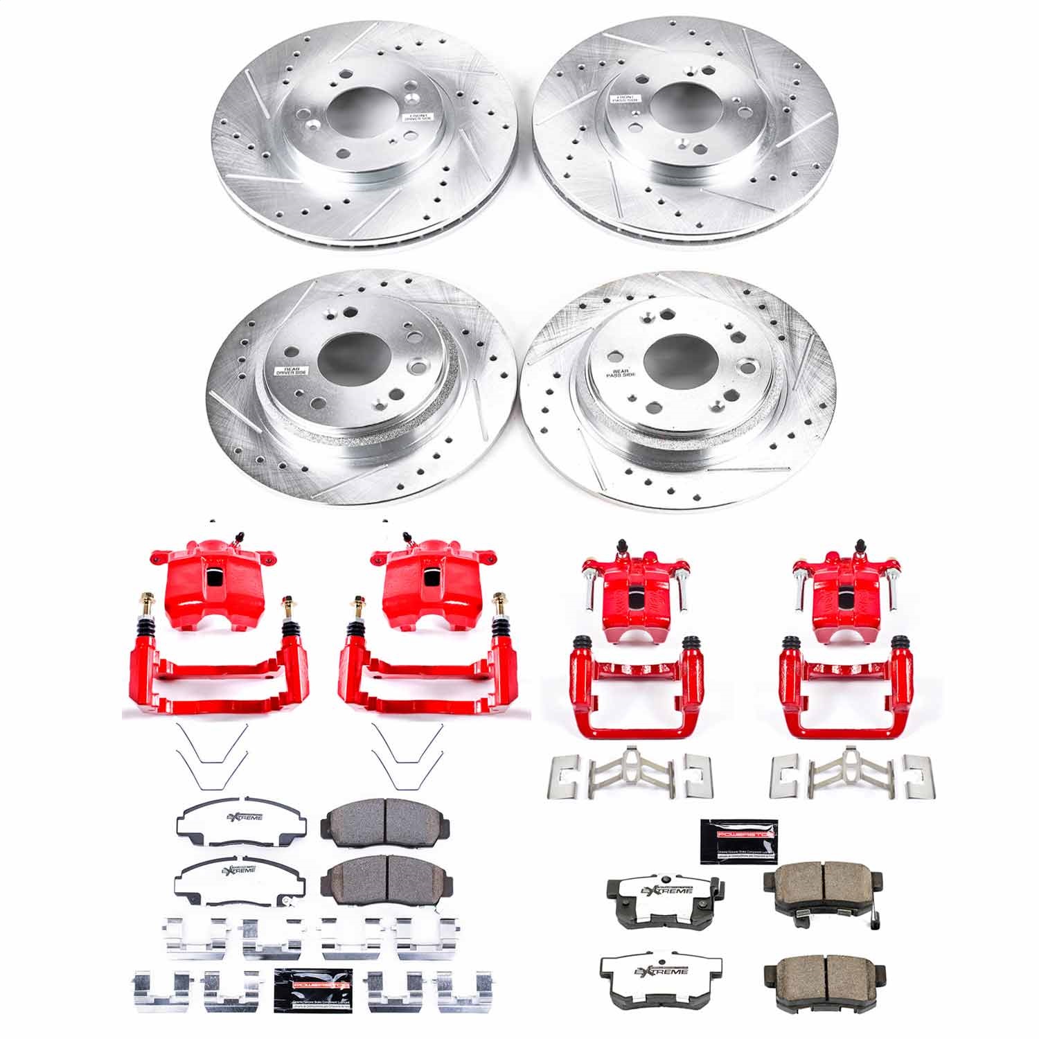 Power Stop - KC4271-26 - Front and Rear - Disc Brake Pad/Caliper and Rotor Kit