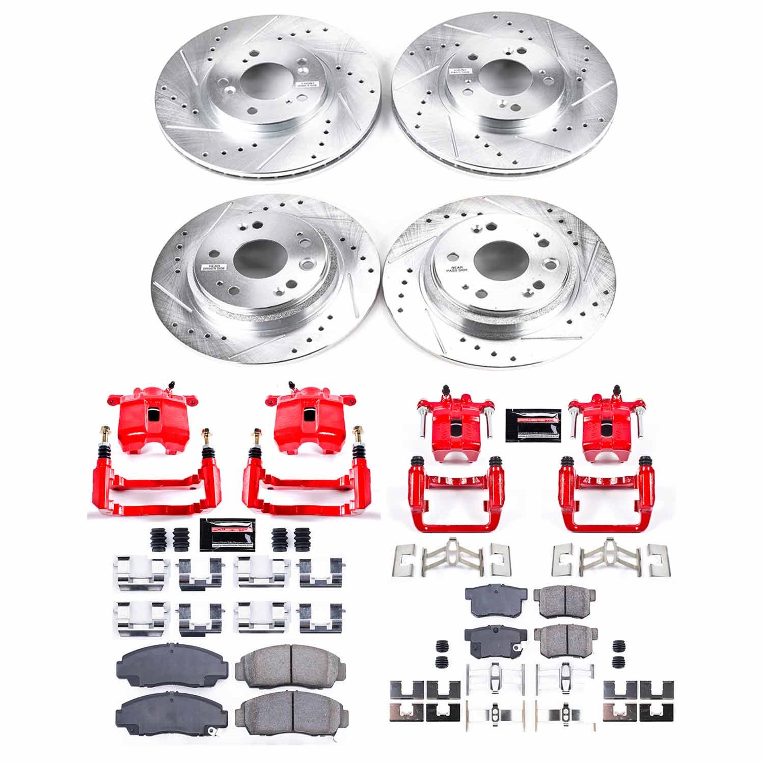 Power Stop - KC4271 - Front and Rear - Disc Brake Pad/Caliper and Rotor Kit