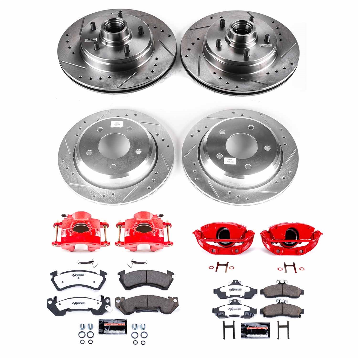 Power Stop - KC4338-26 - Front and Rear - Disc Brake Pad/Caliper and Rotor Kit