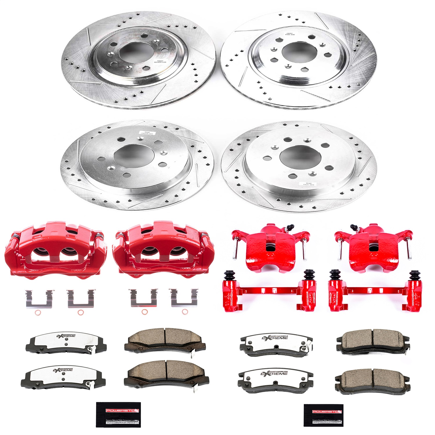 Power Stop - KC4377-26 - Front and Rear - Disc Brake Pad/Caliper and Rotor Kit