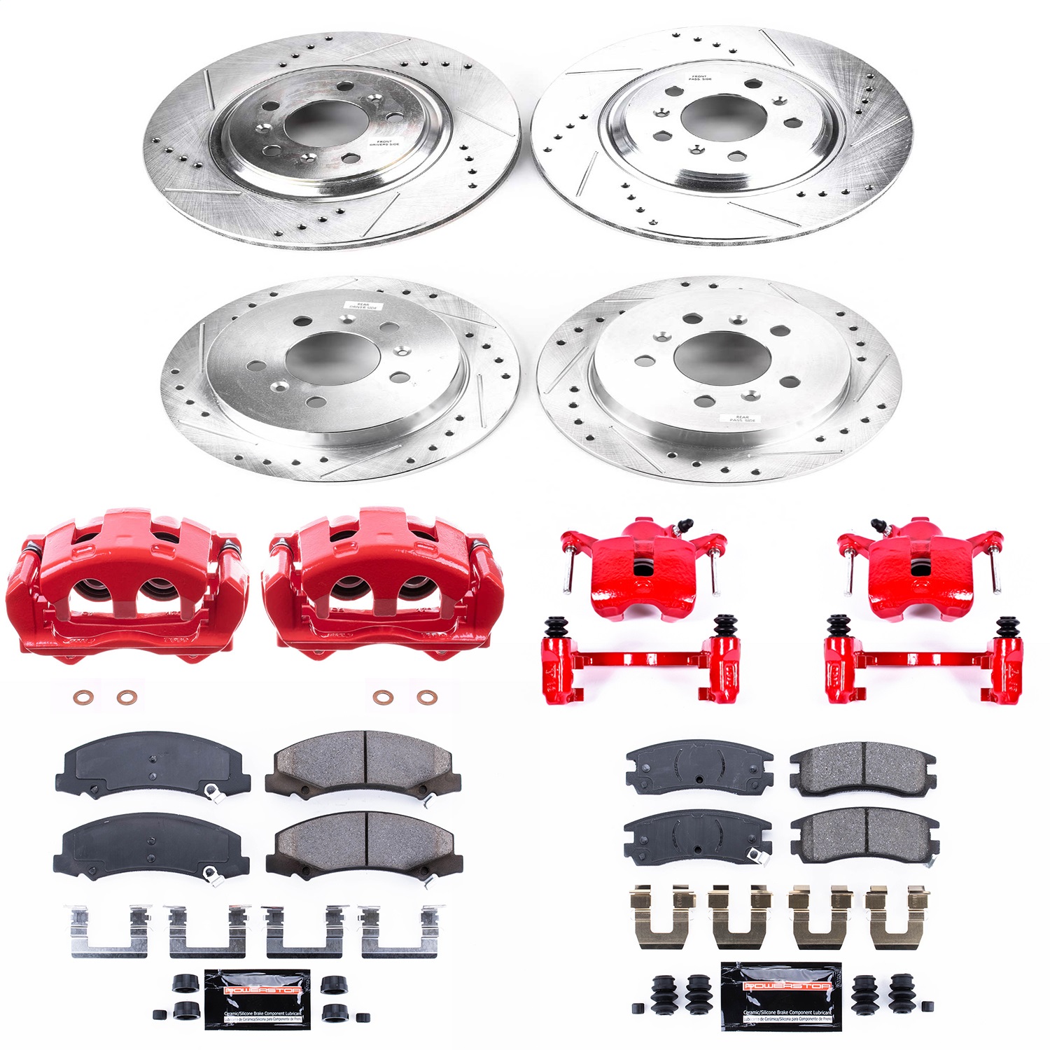 Power Stop - KC4377 - Front and Rear - Disc Brake Pad/Caliper and Rotor Kit