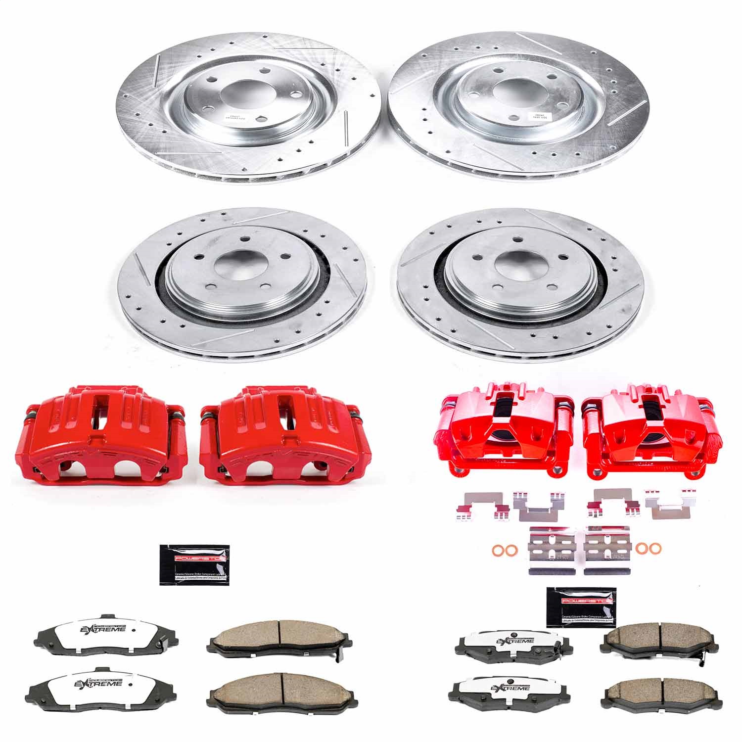 Power Stop - KC4400-26 - Front and Rear - Disc Brake Pad/Caliper and Rotor Kit