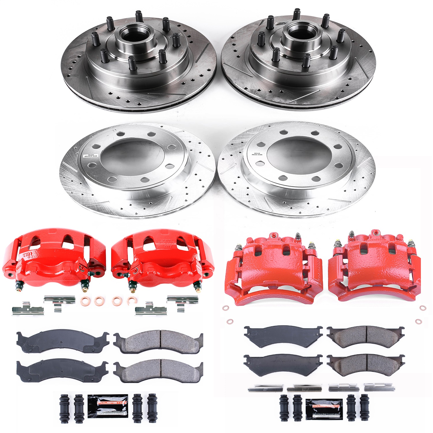 Power Stop - KC4434 - Front and Rear - Disc Brake Pad/Caliper and Rotor Kit