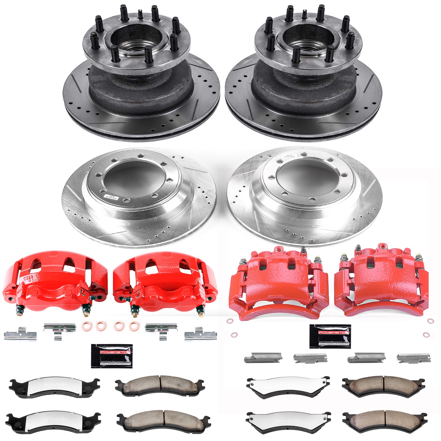 Power Stop - KC4435-36 - Front and Rear - Disc Brake Pad/Caliper and Rotor Kit
