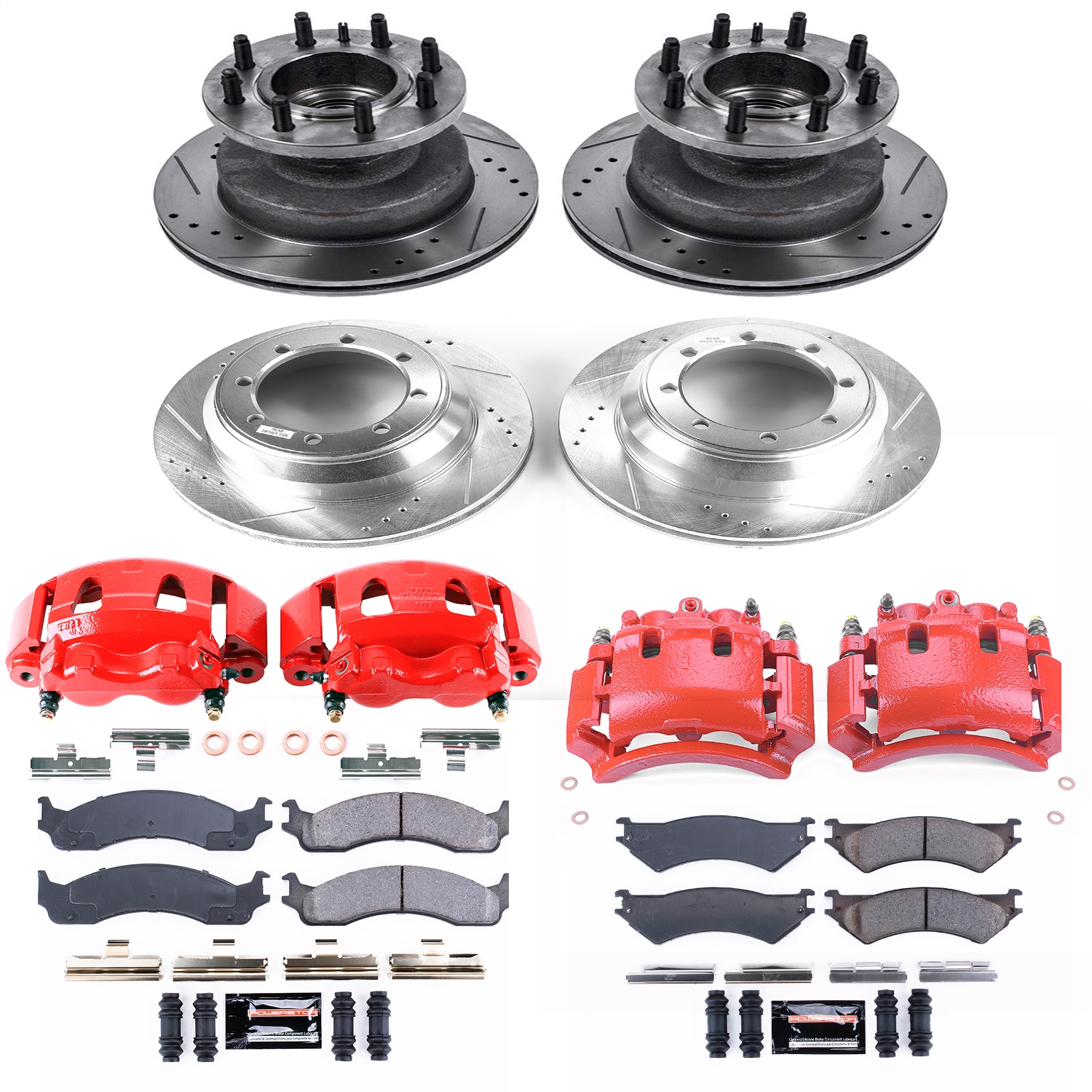 Power Stop - KC4435 - Front and Rear - Disc Brake Pad/Caliper and Rotor Kit