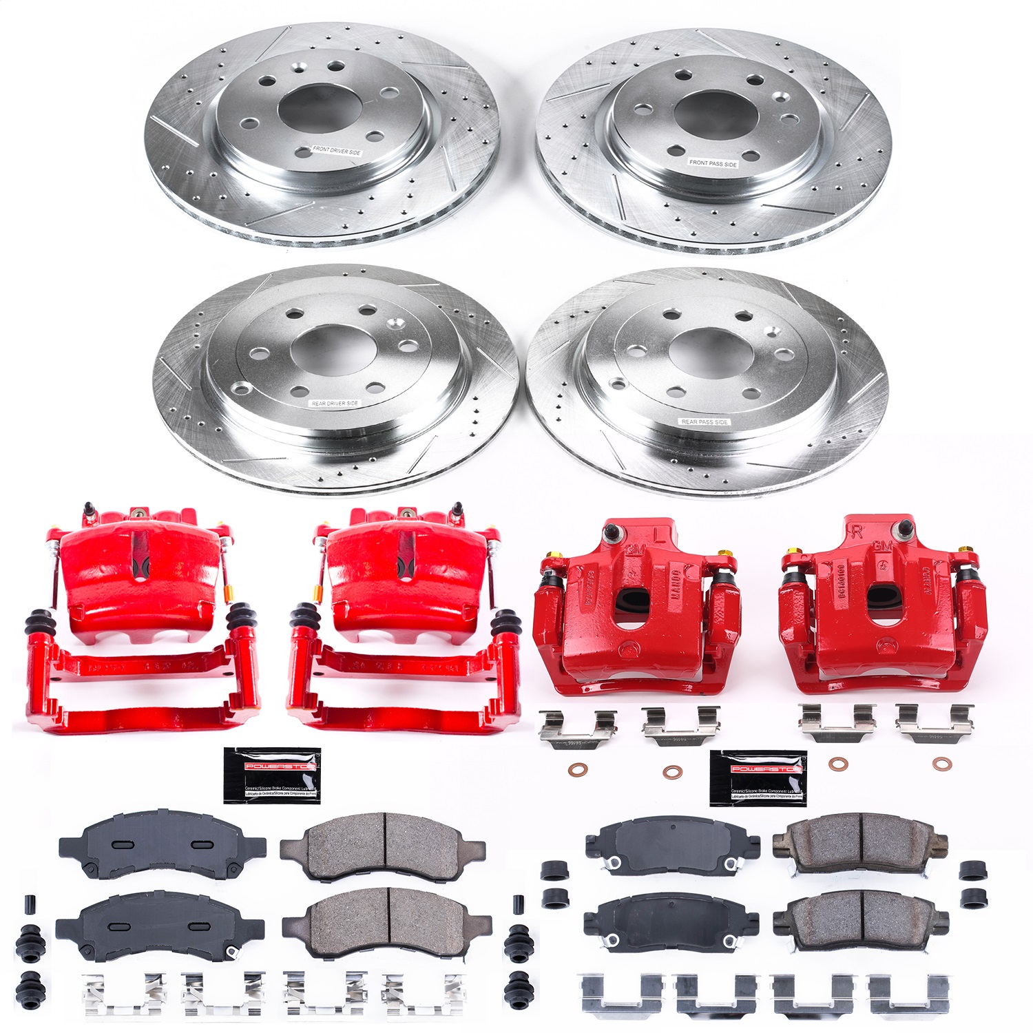 Power Stop - KC4466 - Front and Rear - Disc Brake Pad/Caliper and Rotor Kit
