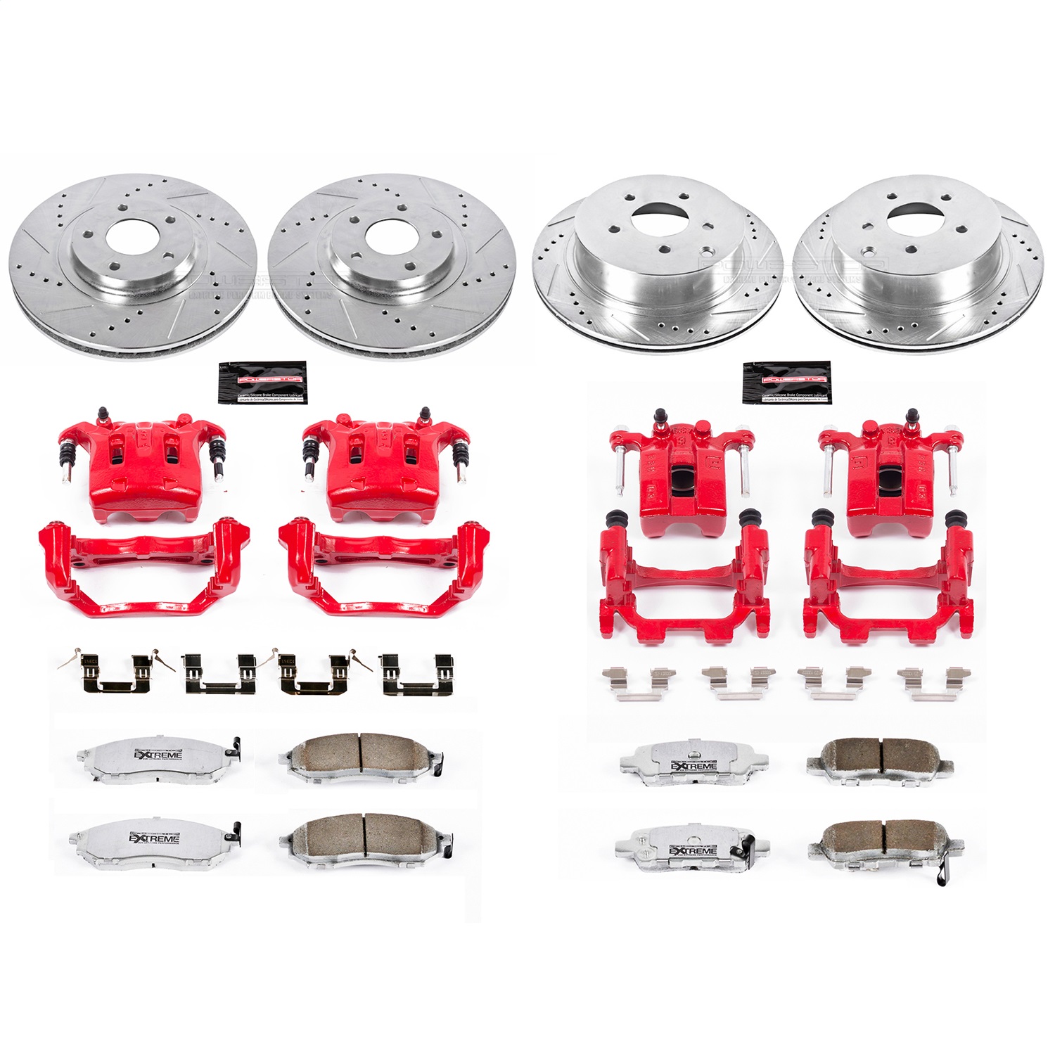Power Stop - KC4476-26 - Front and Rear - Disc Brake Pad/Caliper and Rotor Kit