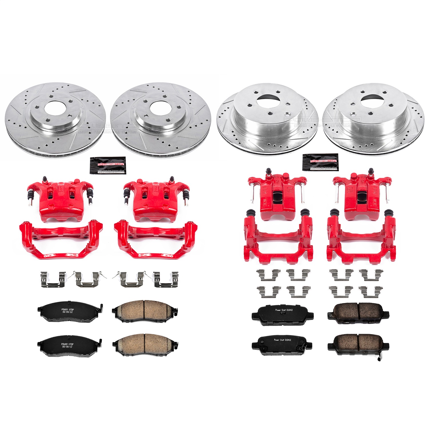 Power Stop - KC4476 - Front and Rear - Disc Brake Pad/Caliper and Rotor Kit