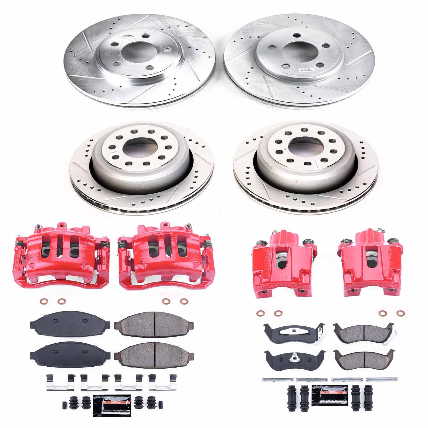 Power Stop - KC4486 - Front and Rear - Disc Brake Pad/Caliper and Rotor Kit