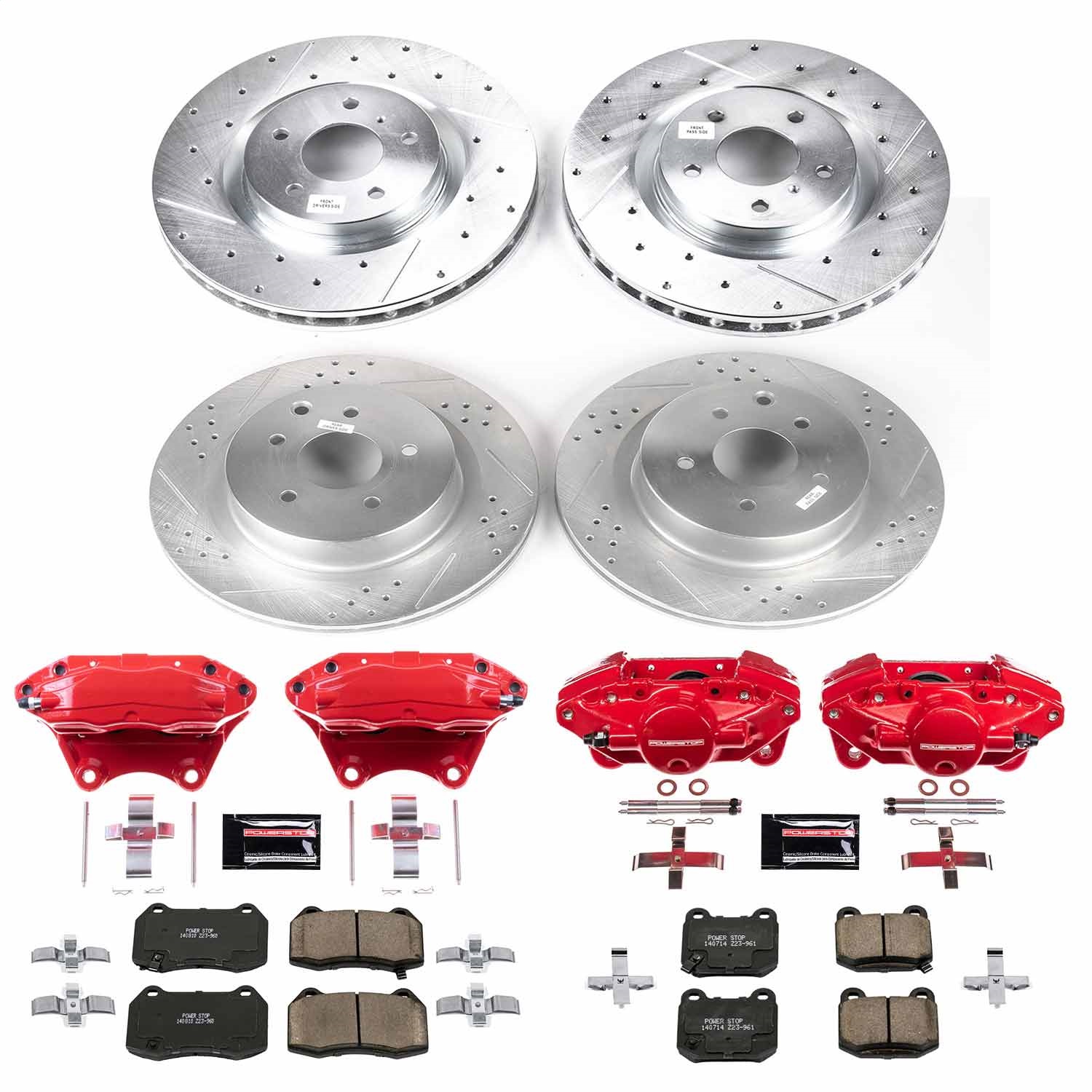 Power Stop - KC4488A - Front and Rear - Disc Brake Pad/Caliper and Rotor Kit