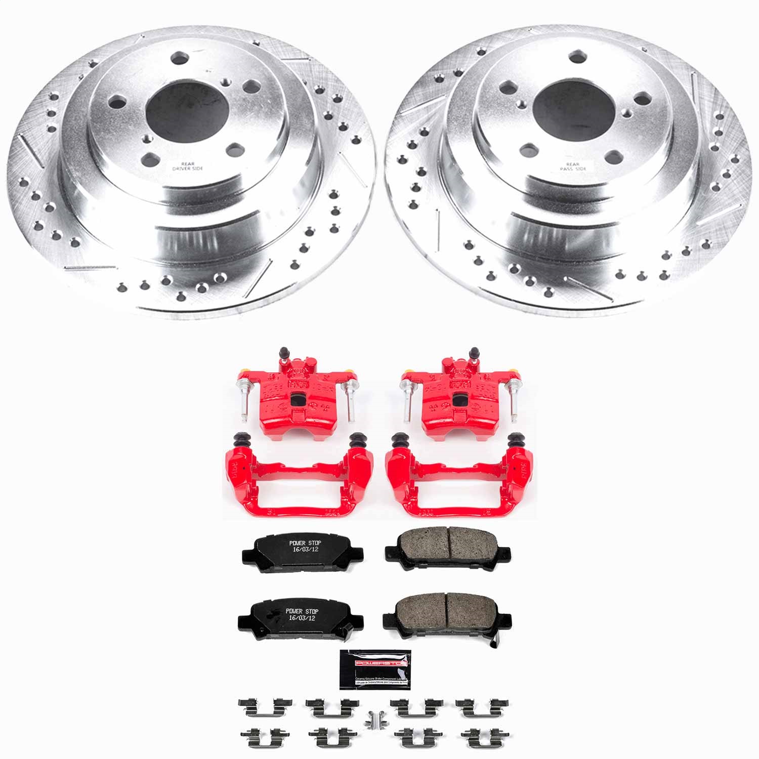 Power Stop - KC449 - Rear - Disc Brake Pad/Caliper and Rotor Kit