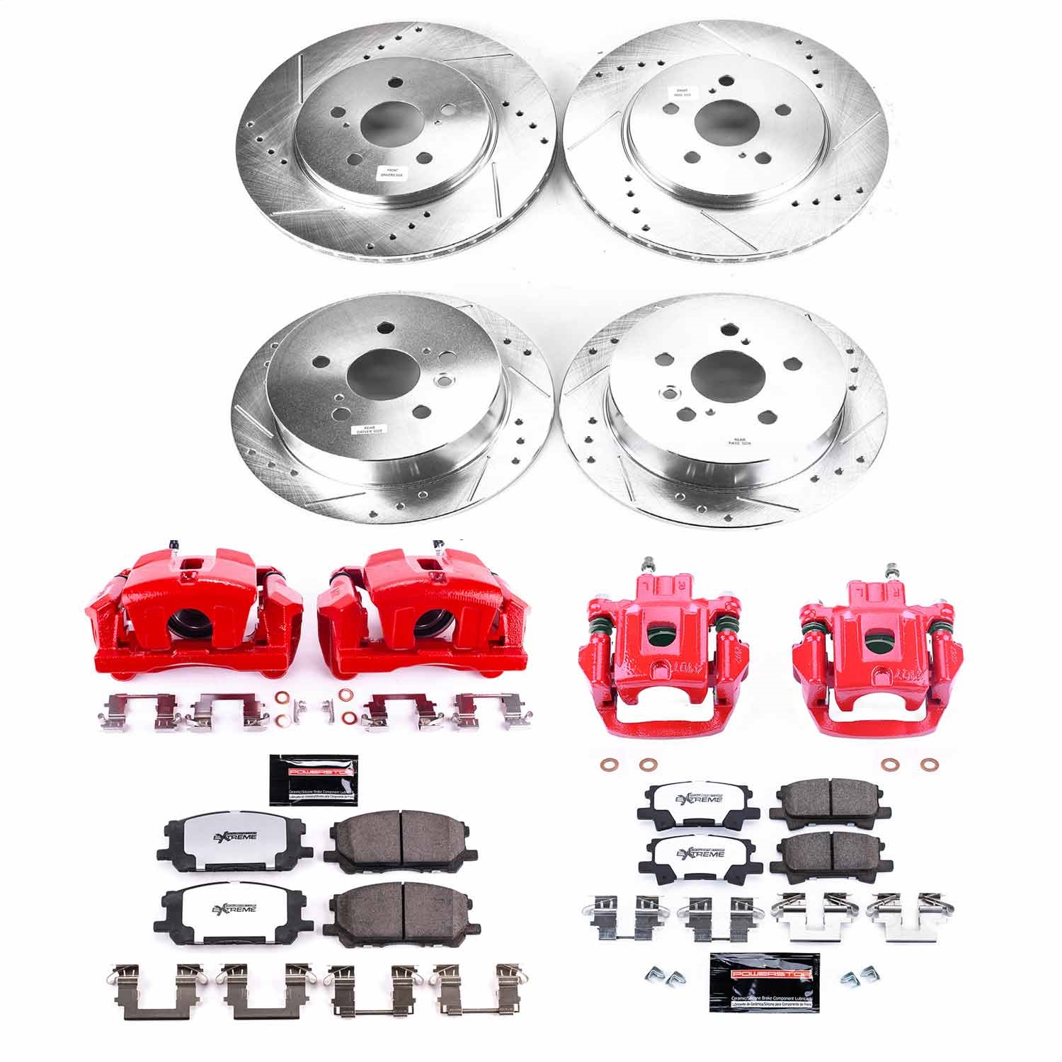 Power Stop - KC4530-36 - Front and Rear - Disc Brake Pad/Caliper and Rotor Kit