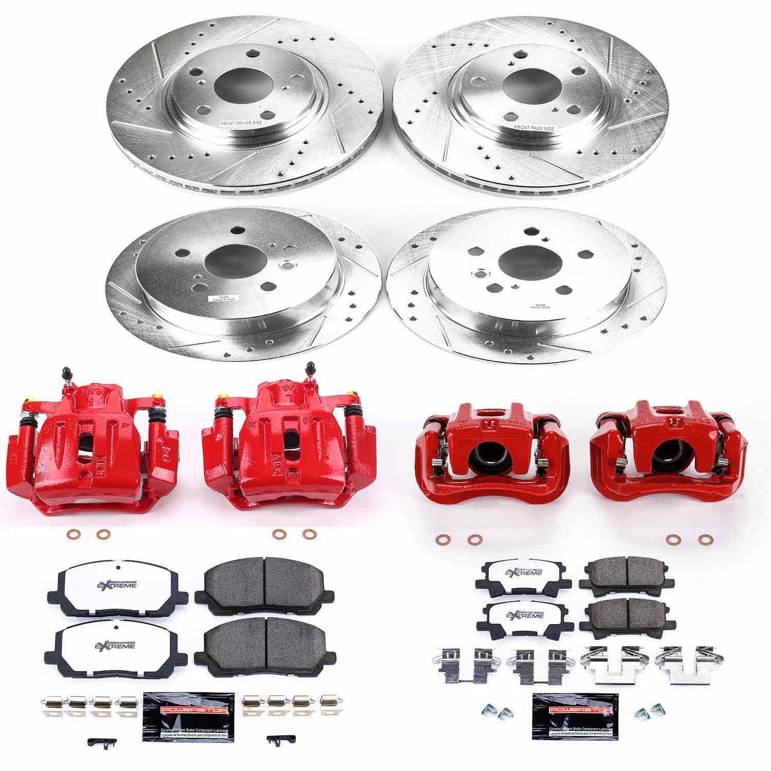 Power Stop - KC4531-36 - Front and Rear - Disc Brake Pad/Caliper and Rotor Kit