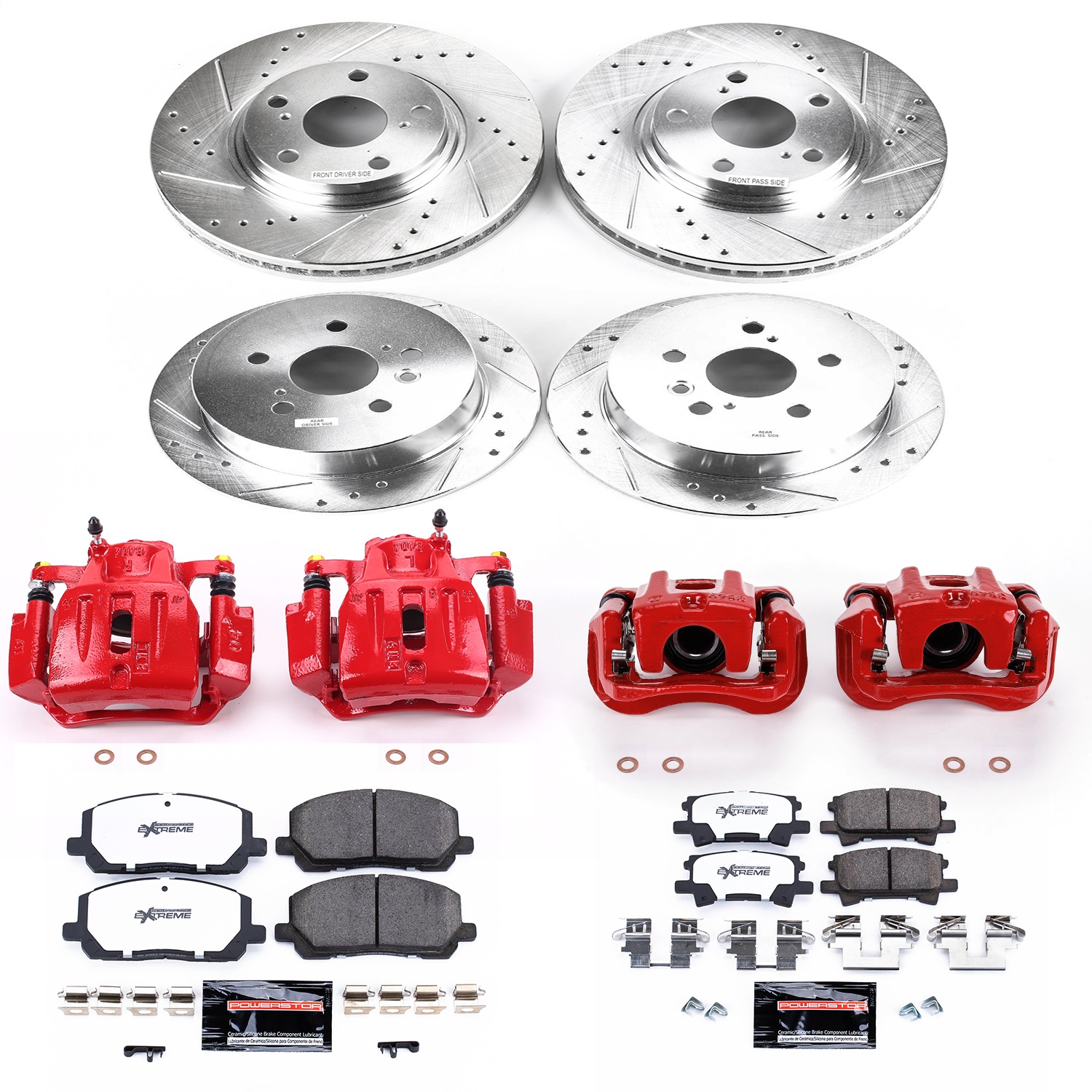Power Stop - KC4531 - Front and Rear - Disc Brake Pad/Caliper and Rotor Kit