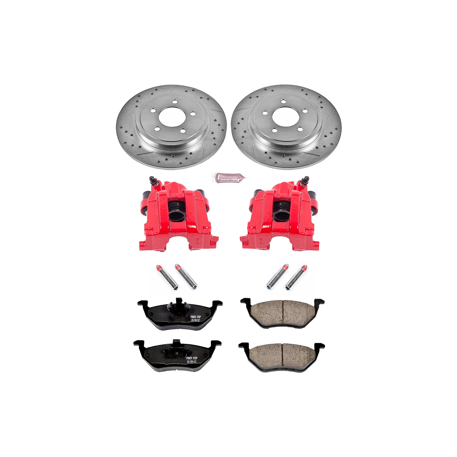 Power Stop - KC4585 - Rear - Disc Brake Pad/Caliper and Rotor Kit