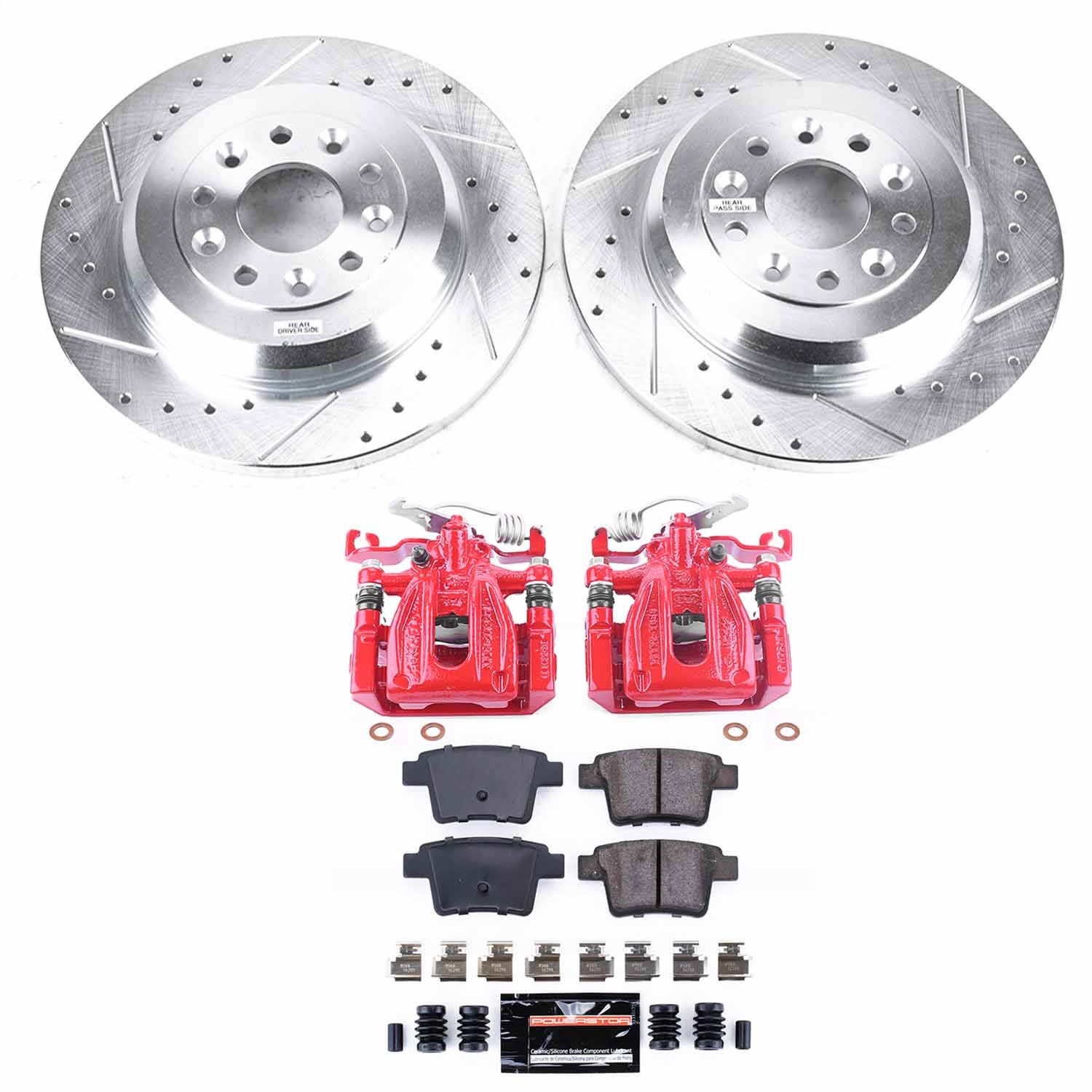 Power Stop - KC4600 - Rear - Disc Brake Pad/Caliper and Rotor Kit