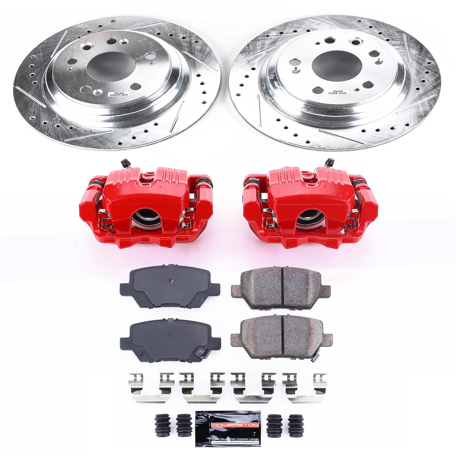 Power Stop - KC4605 - Rear - Disc Brake Pad/Caliper and Rotor Kit