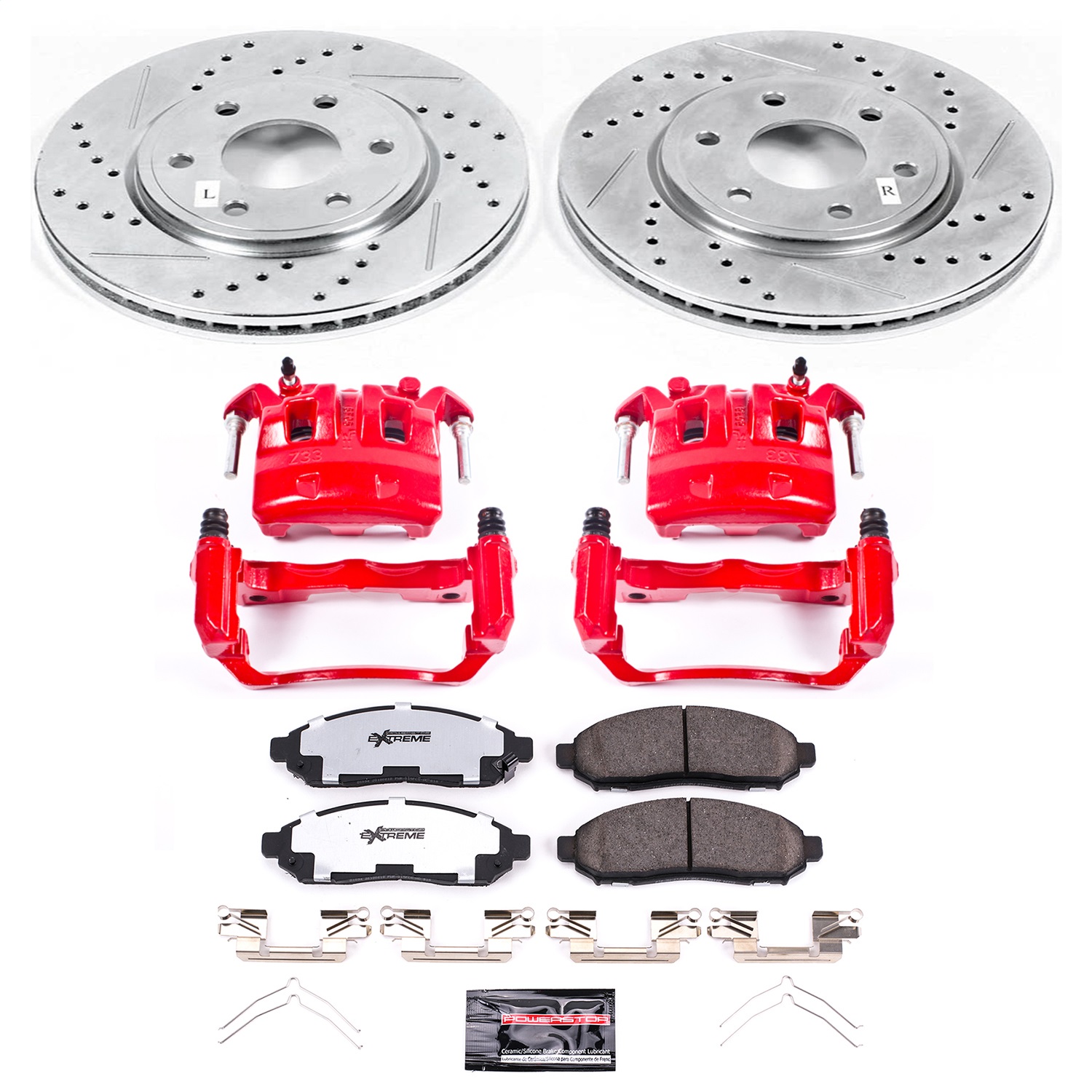 Power Stop - KC4611-36 - Front - Disc Brake Pad/Caliper and Rotor Kit
