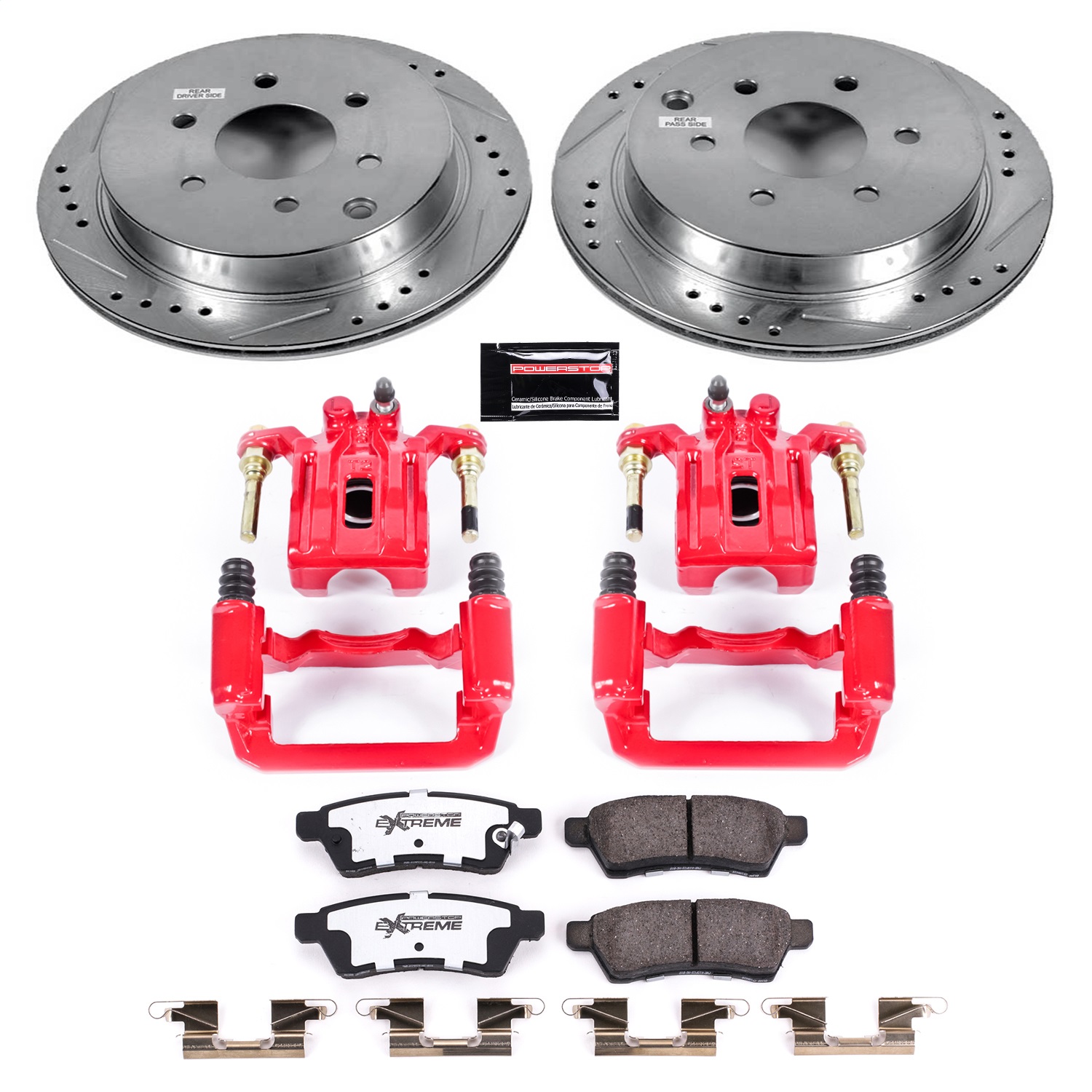 Power Stop - KC4621-36 - Rear - Disc Brake Pad/Caliper and Rotor Kit