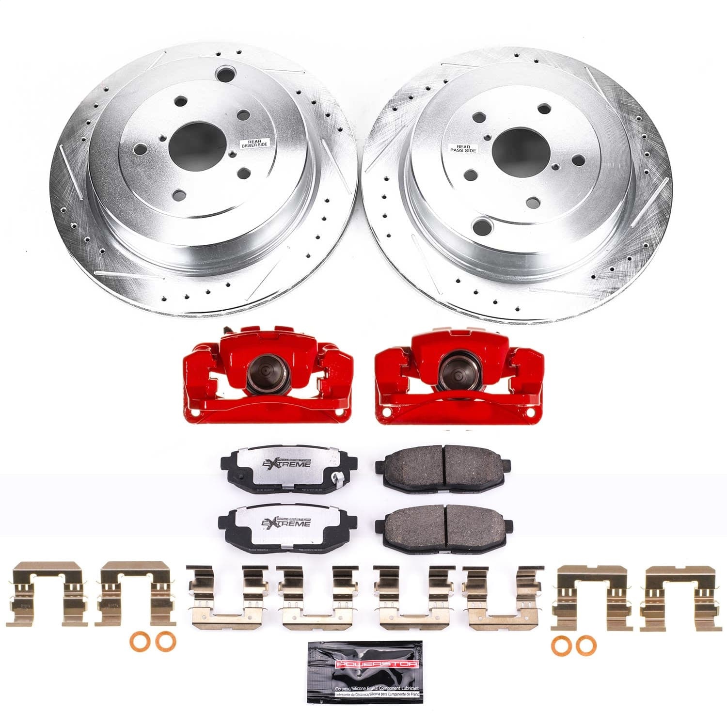Power Stop - KC4645-26 - Rear - Disc Brake Pad/Caliper and Rotor Kit