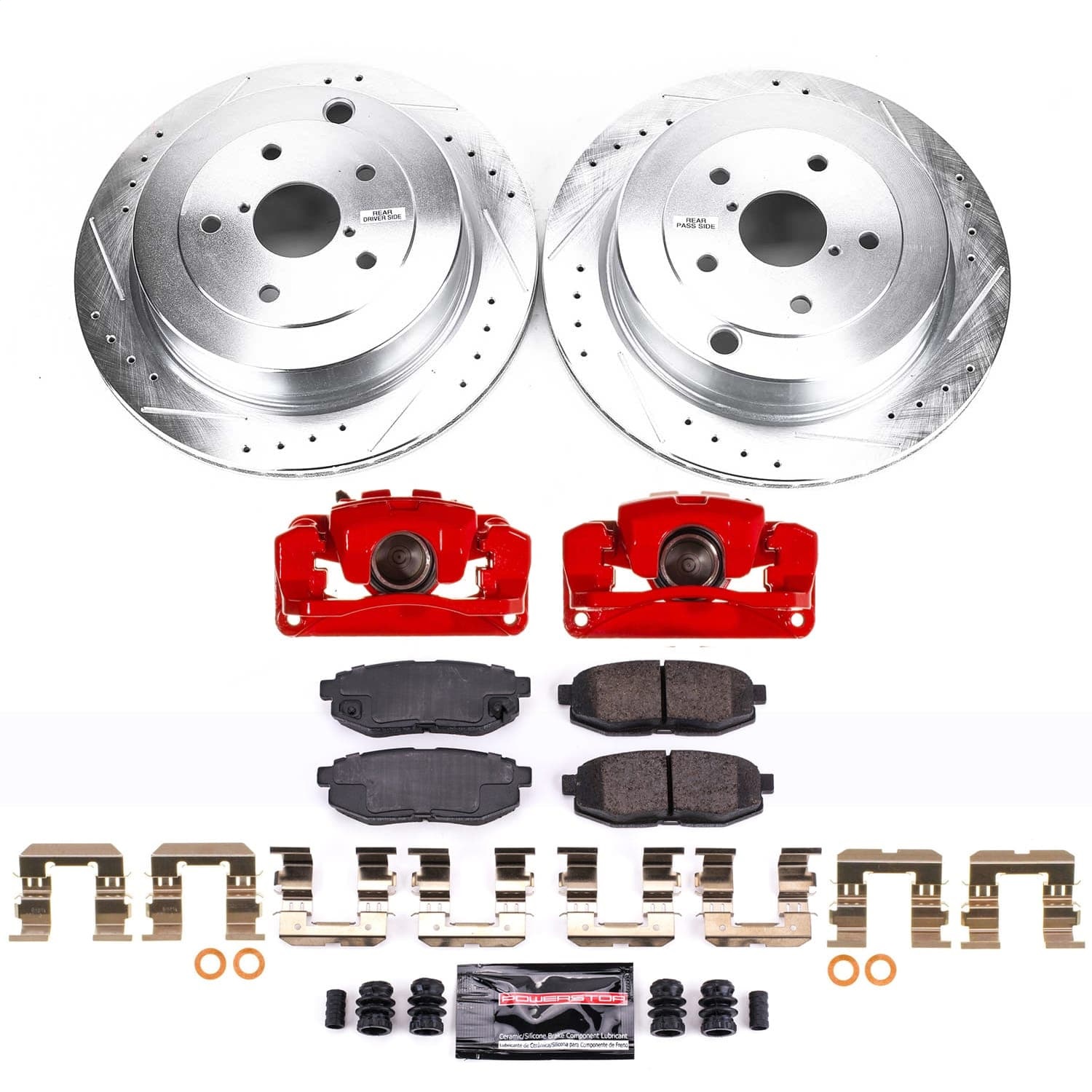 Power Stop - KC4645 - Rear - Disc Brake Pad/Caliper and Rotor Kit