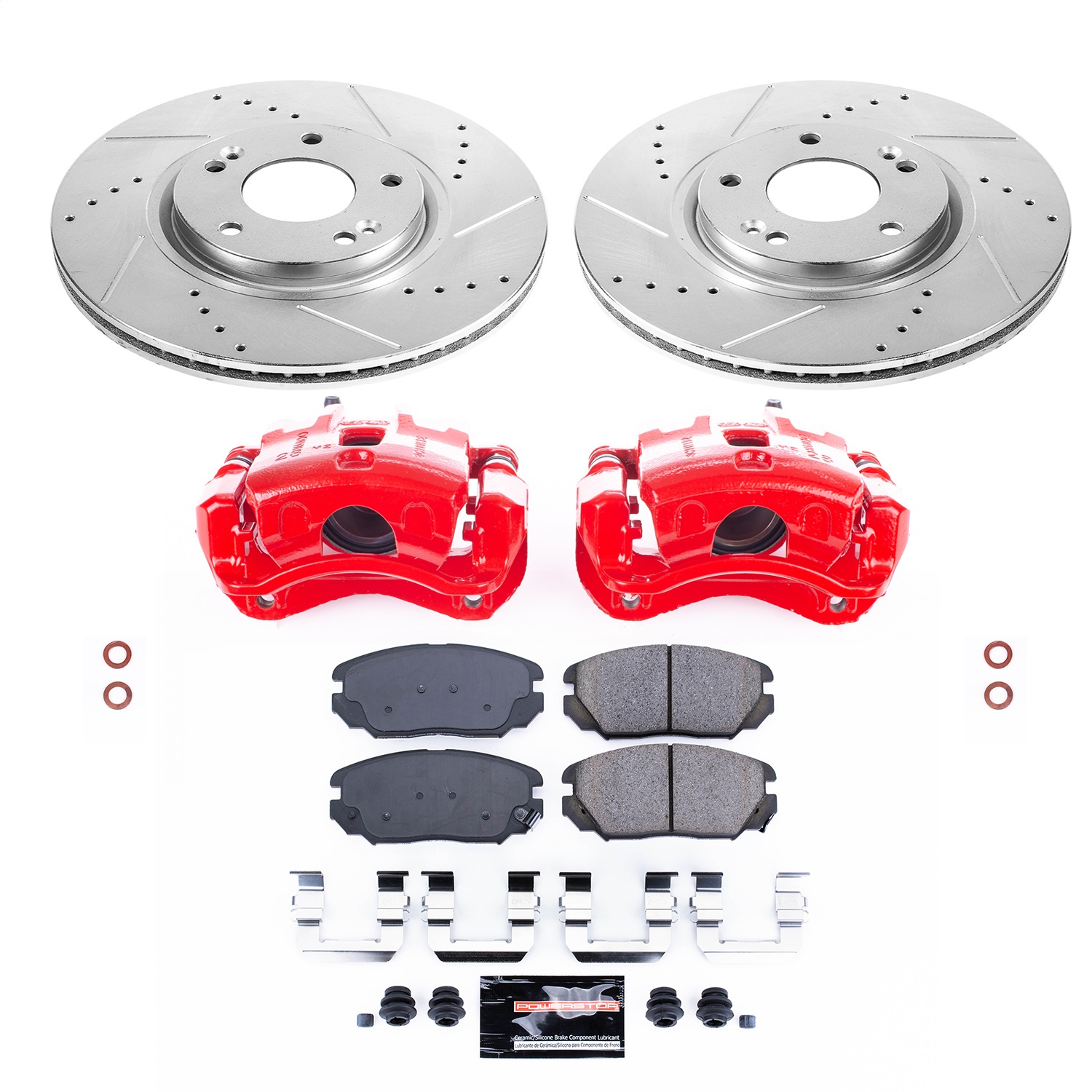 Power Stop - KC4646A - Front - Disc Brake Pad/Caliper and Rotor Kit