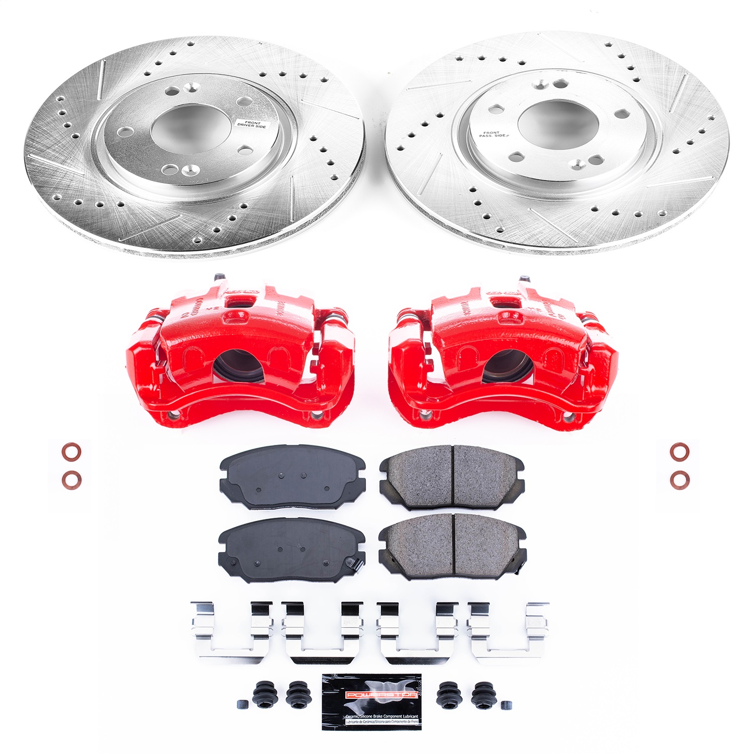 Power Stop - KC4647A - Front - Disc Brake Pad/Caliper and Rotor Kit