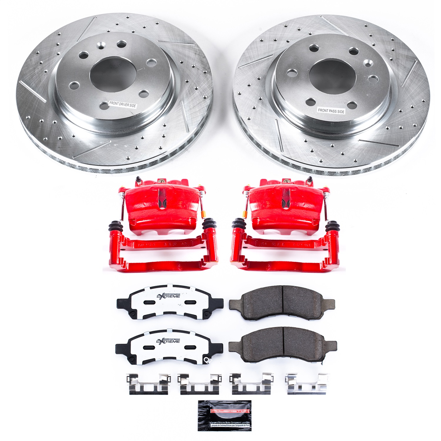 Power Stop - KC4657-36 - Front - Disc Brake Pad/Caliper and Rotor Kit