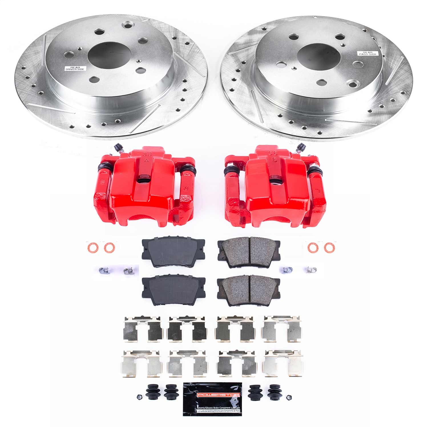 Power Stop - KC4670 - Rear - Disc Brake Pad/Caliper and Rotor Kit