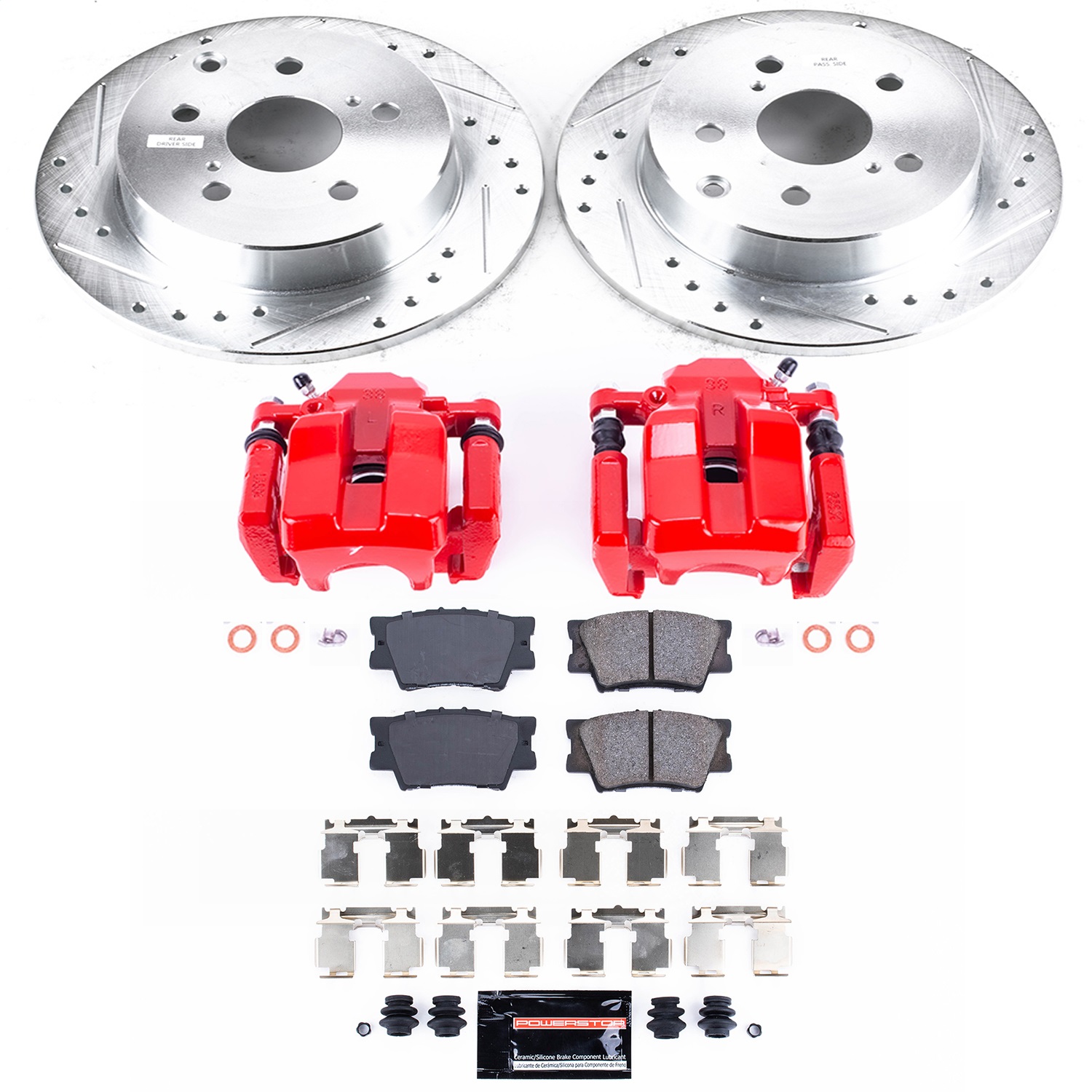 Power Stop - KC4671A - Rear - Disc Brake Pad/Caliper and Rotor Kit