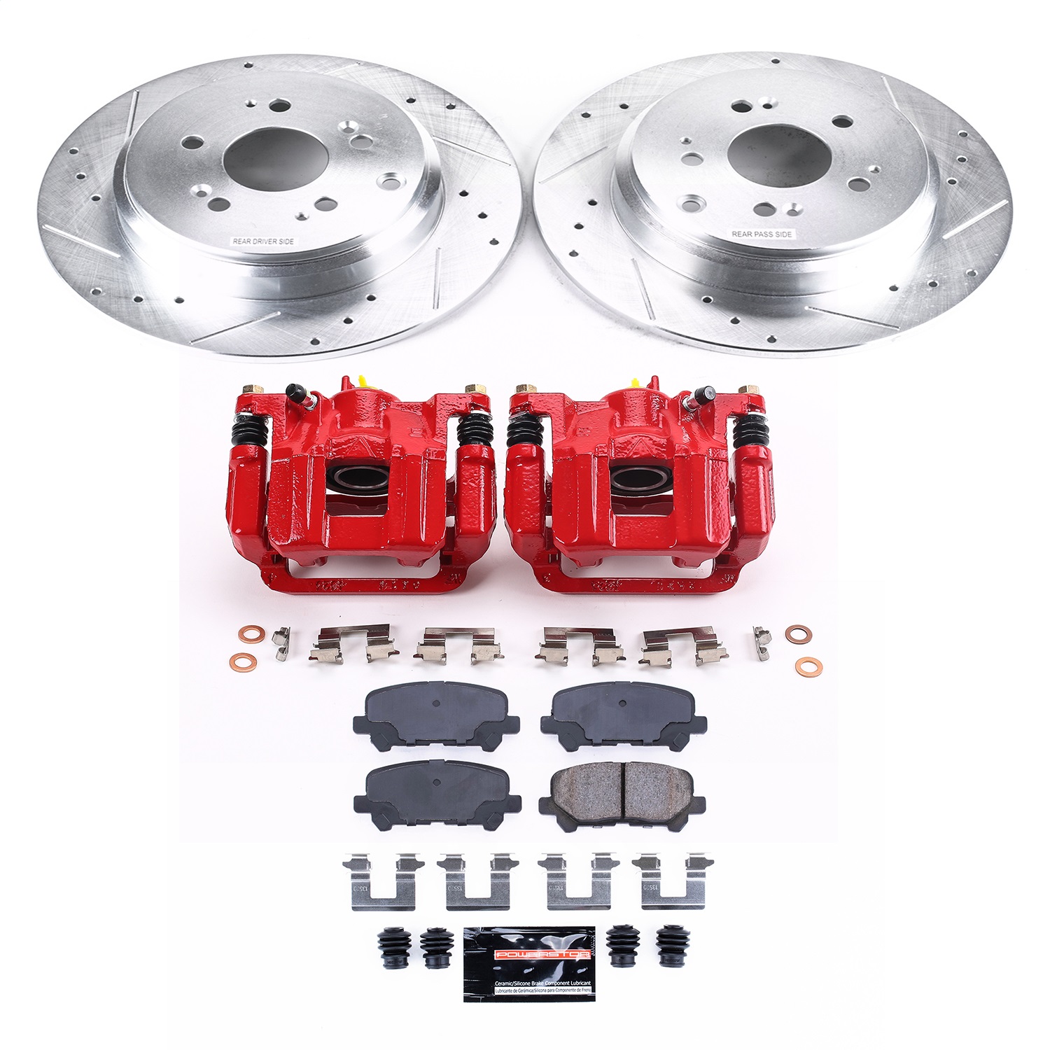 Power Stop - KC4685A - Rear - Disc Brake Pad/Caliper and Rotor Kit