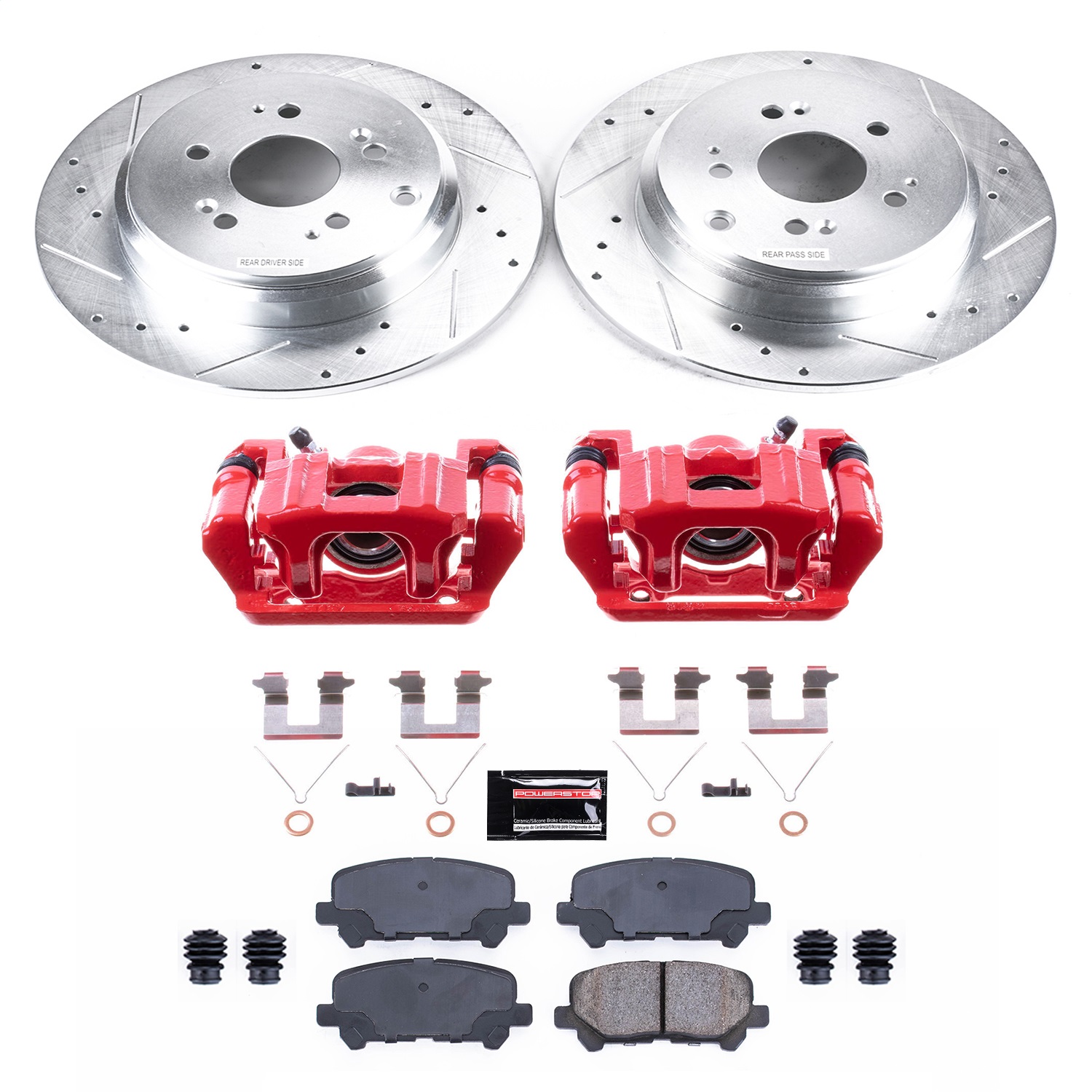 Power Stop - KC4685B - Rear - Disc Brake Pad/Caliper and Rotor Kit