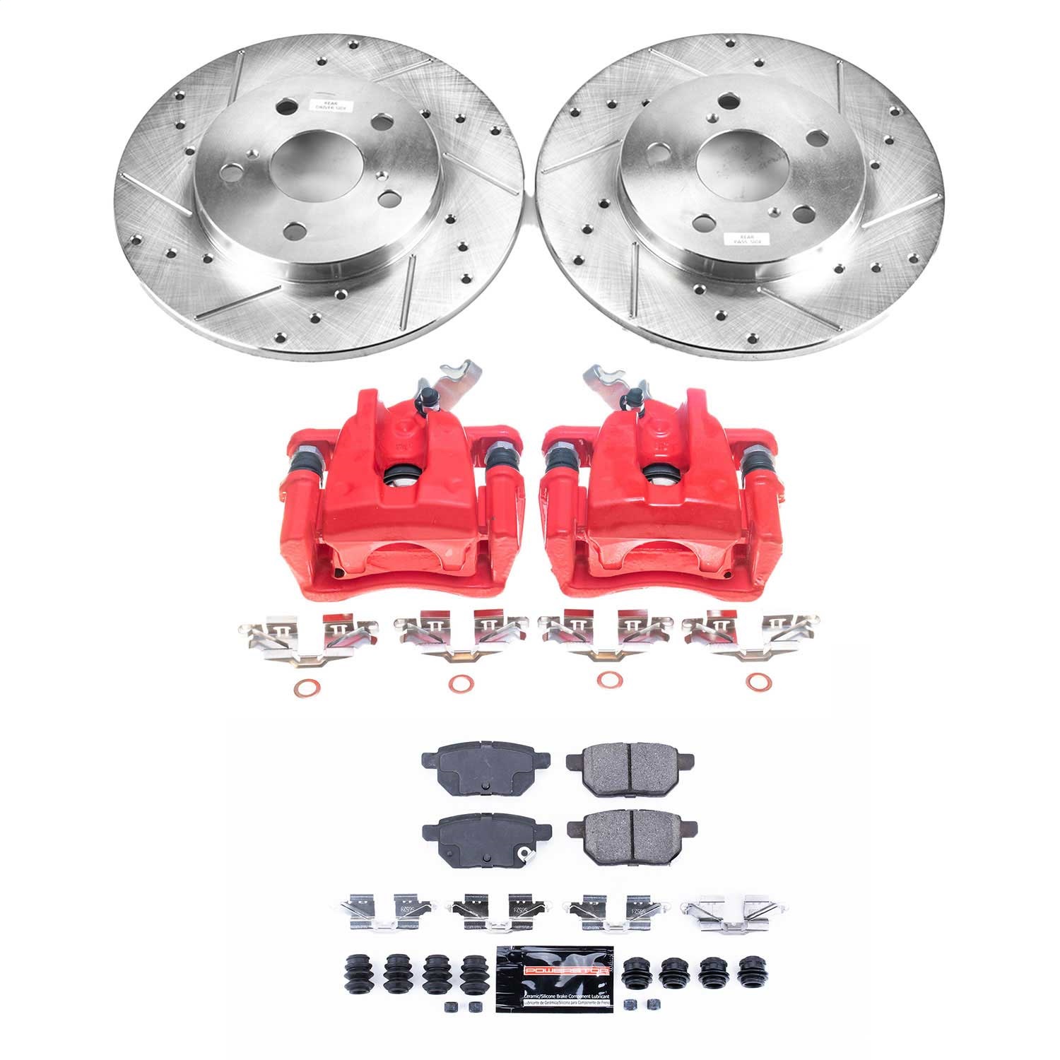 Power Stop - KC4737 - Rear - Disc Brake Pad/Caliper and Rotor Kit