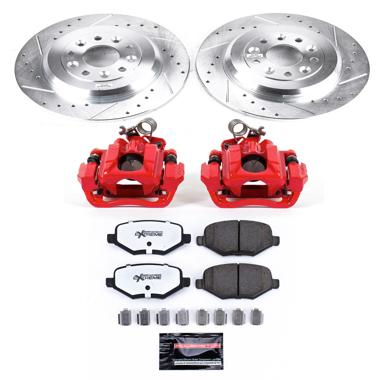Power Stop - KC4744-36 - Rear - Disc Brake Pad/Caliper and Rotor Kit