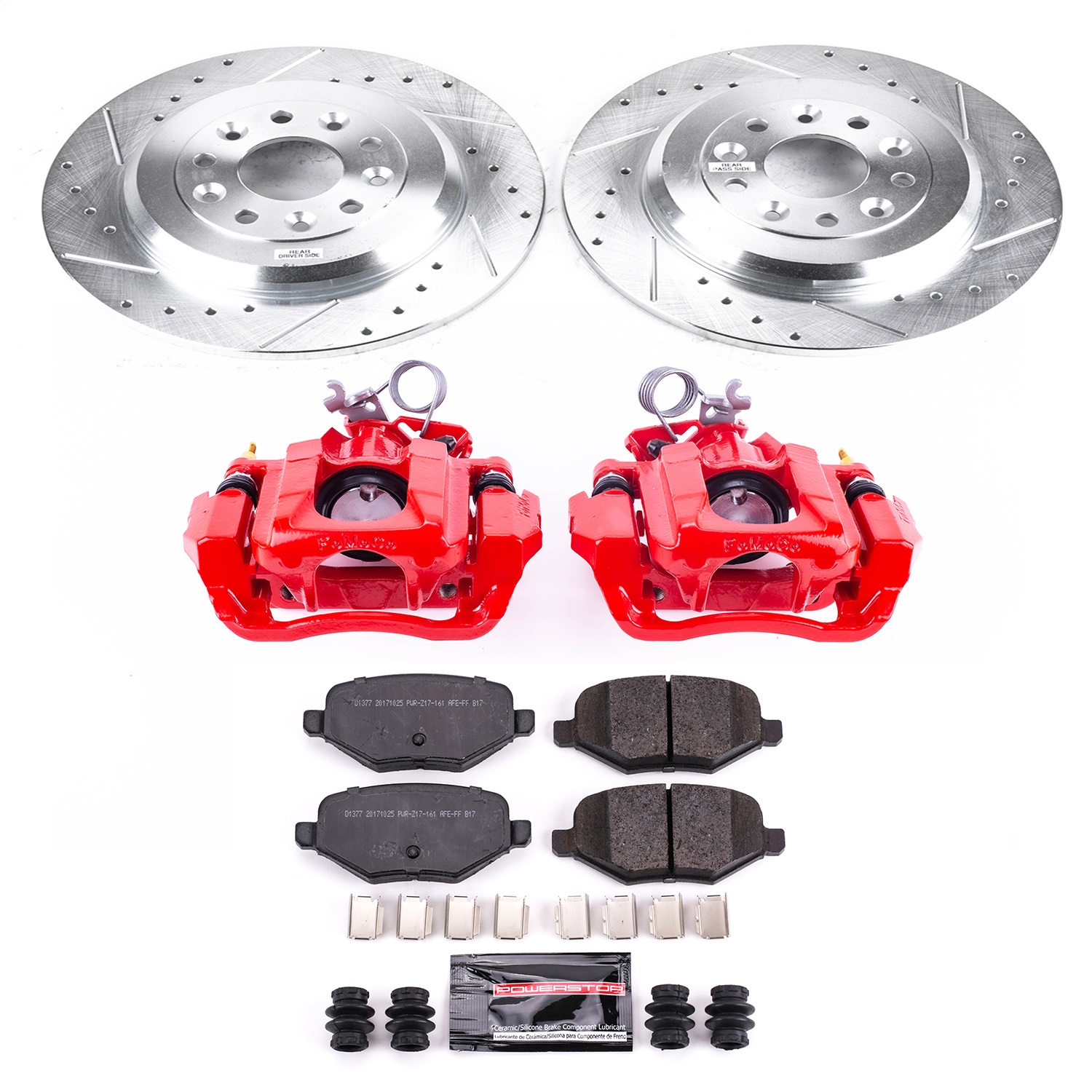 Power Stop - KC4744C - Rear - Disc Brake Pad/Caliper and Rotor Kit