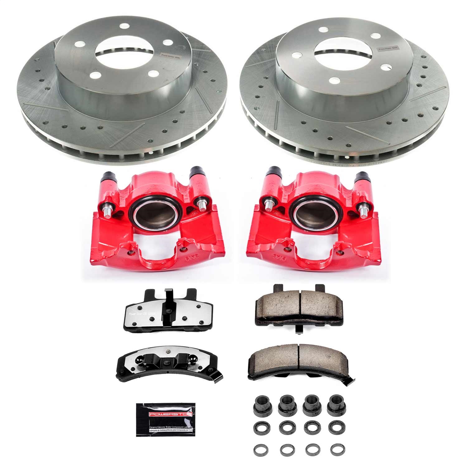 Power Stop - KC4873-36 - Front - Disc Brake Pad/Caliper and Rotor Kit
