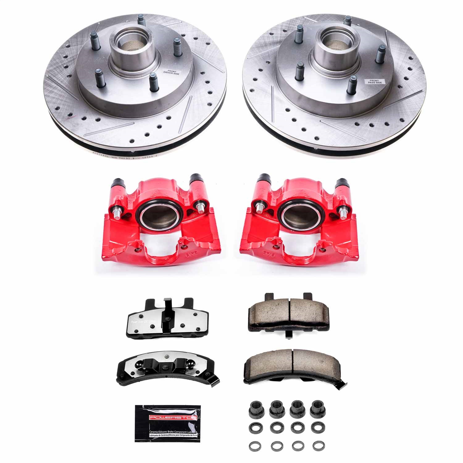Power Stop - KC4875-36 - Front - Disc Brake Pad/Caliper and Rotor Kit