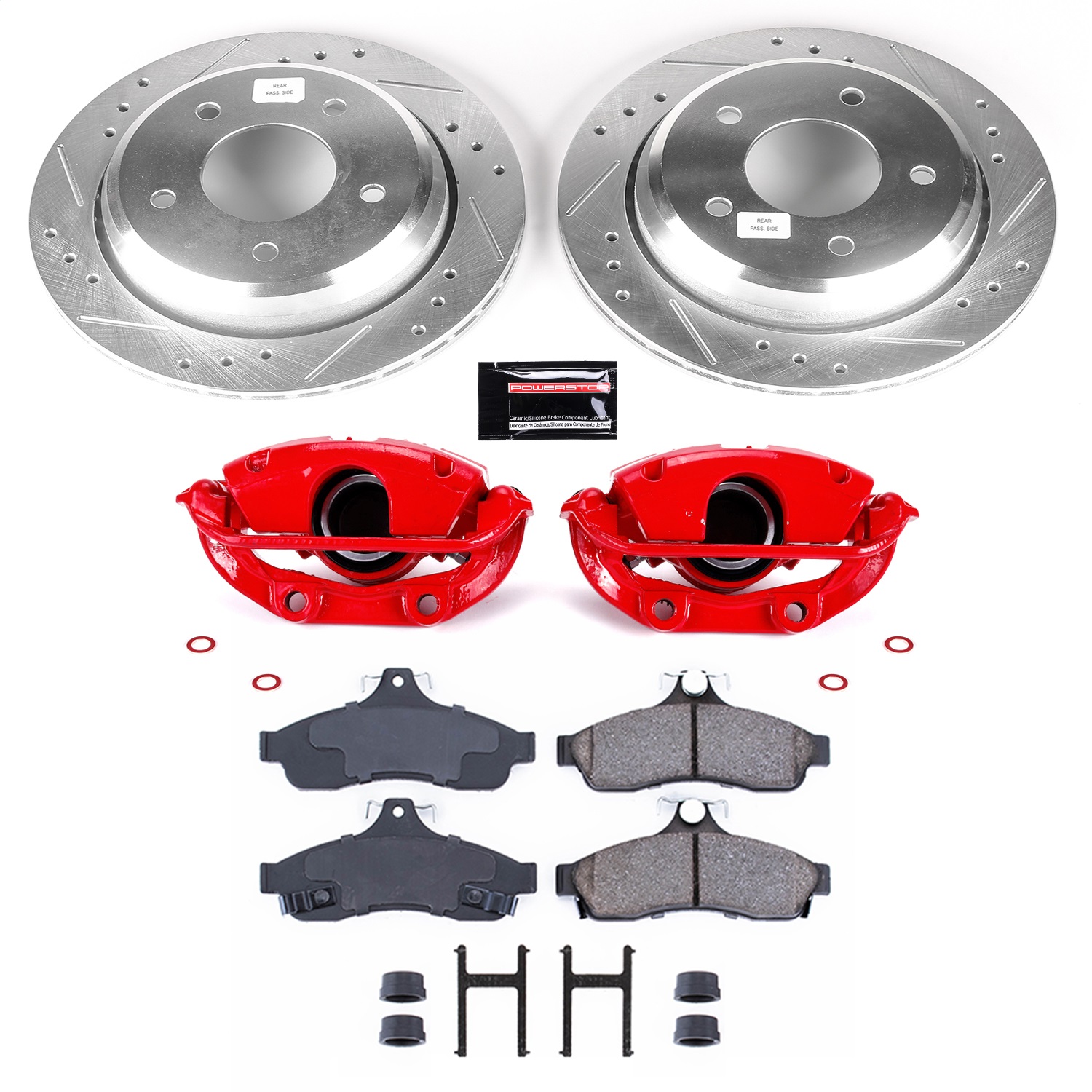 Power Stop - KC5064 - Rear - Disc Brake Pad/Caliper and Rotor Kit