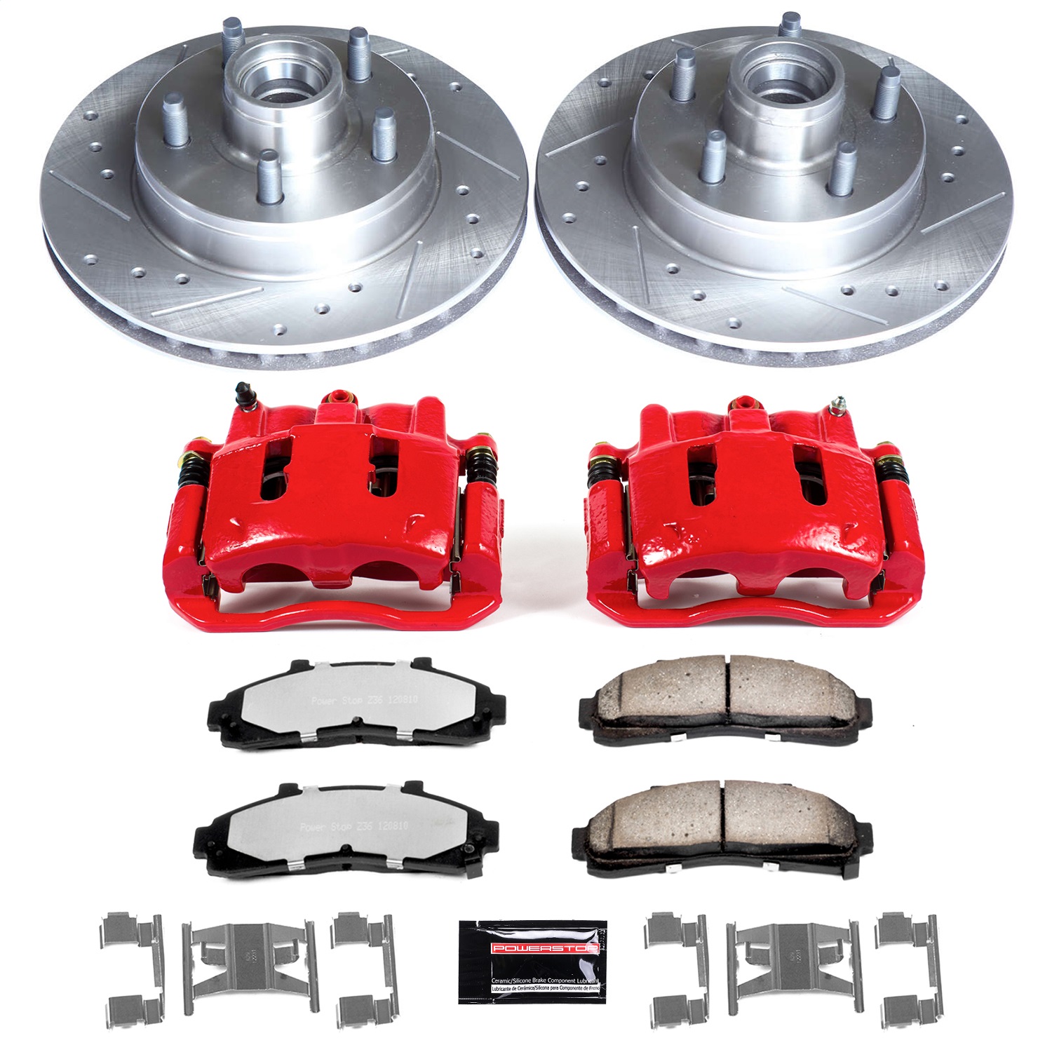 Power Stop - KC5079-36 - Front - Disc Brake Pad/Caliper and Rotor Kit