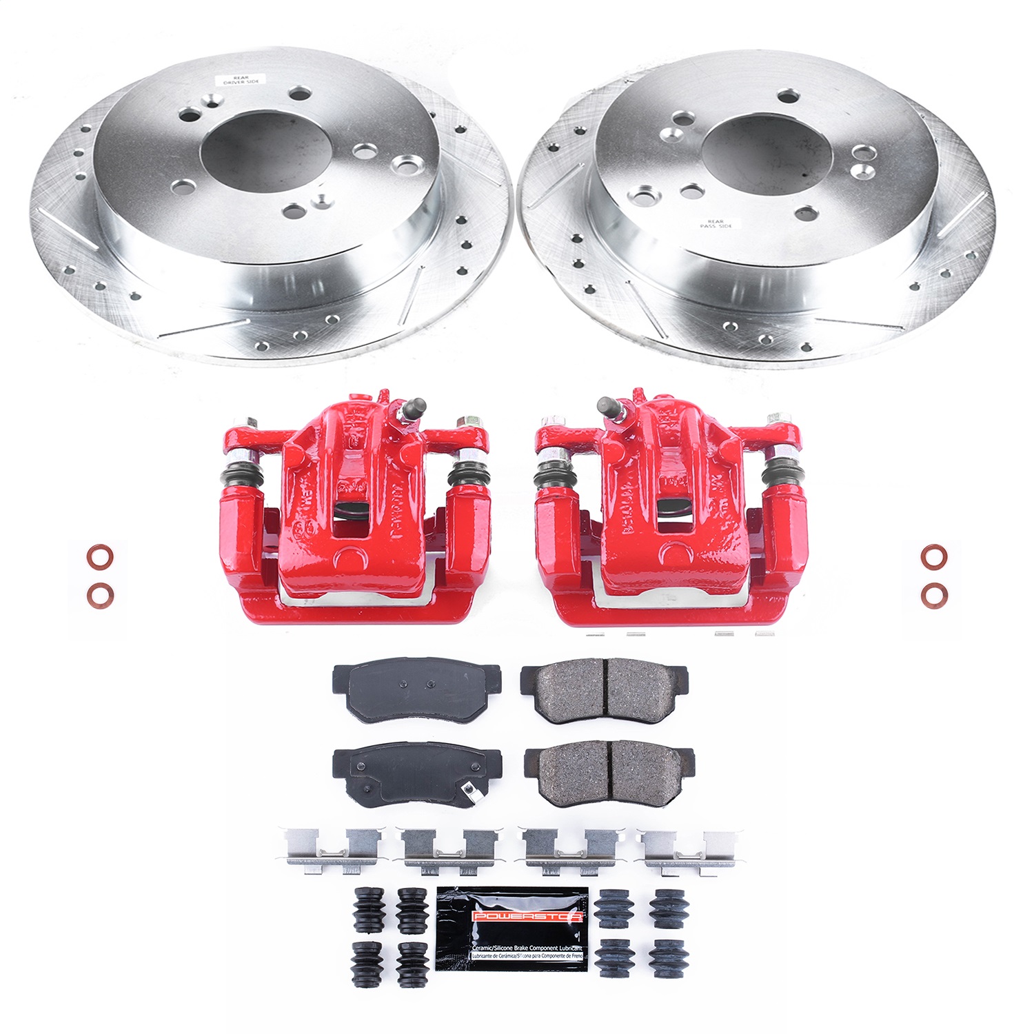 Power Stop - KC5213 - Rear - Disc Brake Pad/Caliper and Rotor Kit