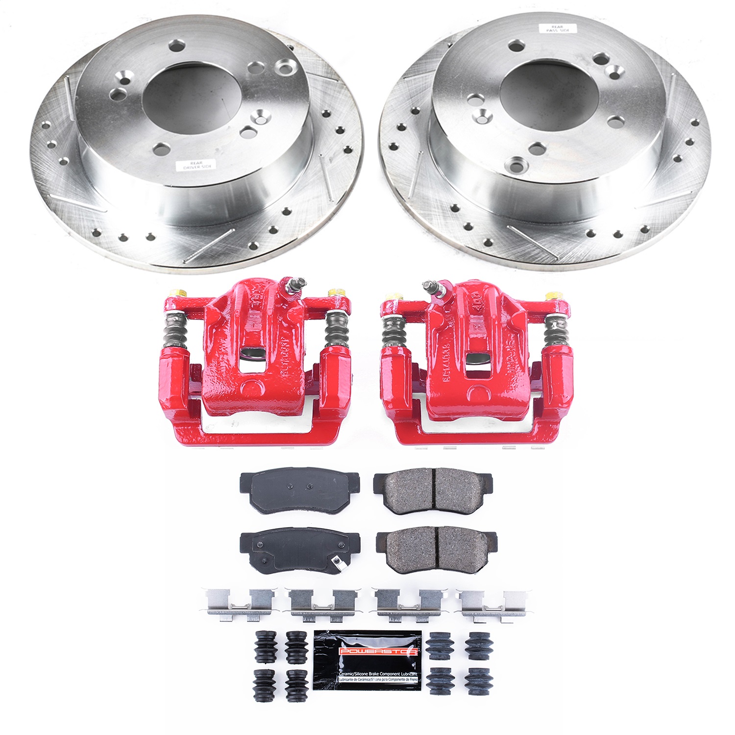 Power Stop - KC5214A - Rear - Disc Brake Pad/Caliper and Rotor Kit