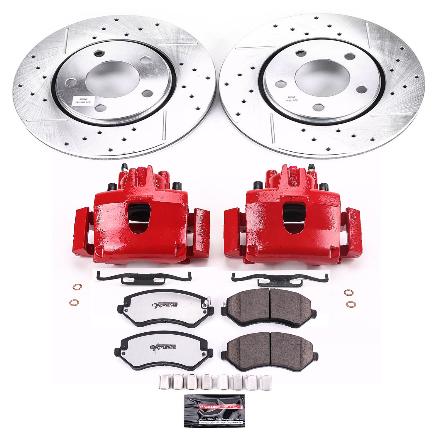 Power Stop - KC5244B-36 - Front - Disc Brake Pad/Caliper and Rotor Kit