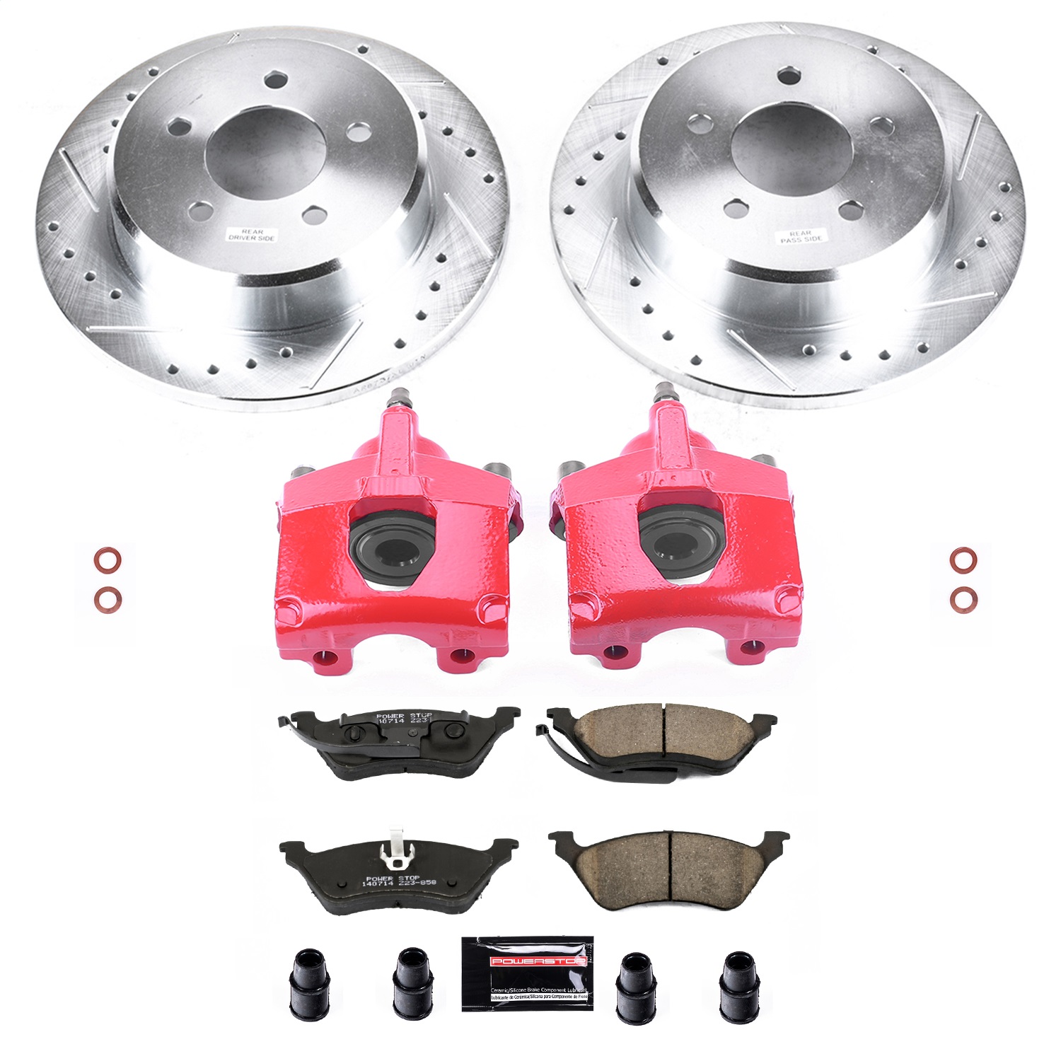 Power Stop - KC5248 - Rear - Disc Brake Pad/Caliper and Rotor Kit