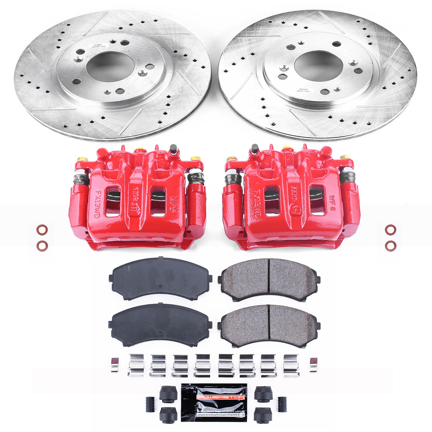 Power Stop - KC5258 - Front - Disc Brake Pad/Caliper and Rotor Kit