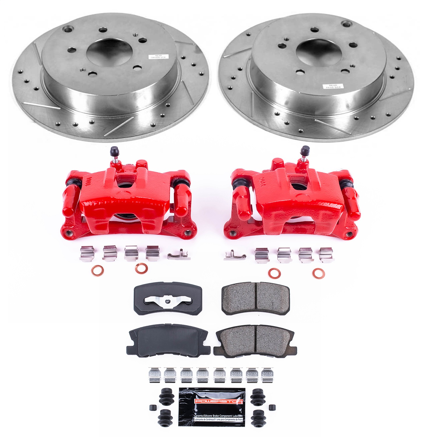 Power Stop - KC5260 - Rear - Disc Brake Pad/Caliper and Rotor Kit