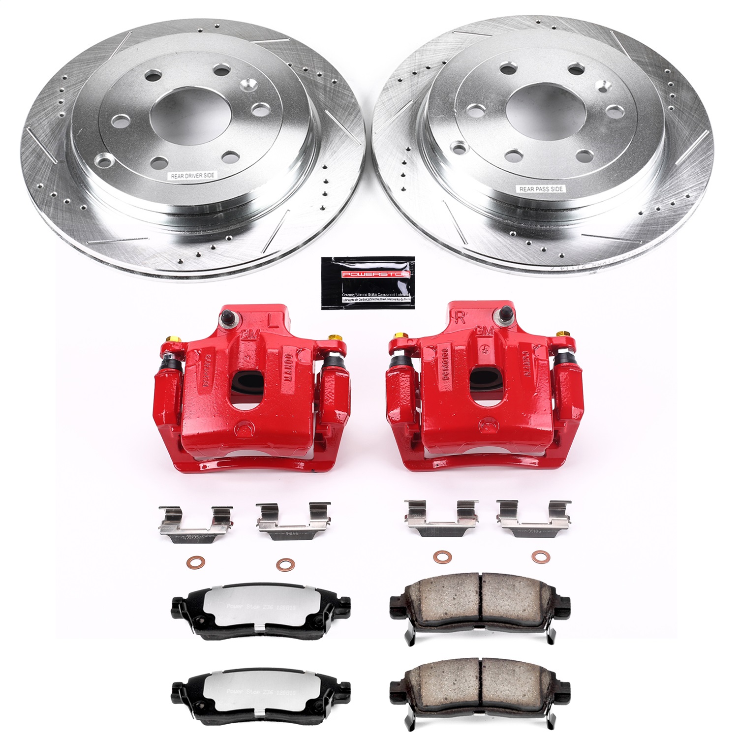 Power Stop - KC5262-36 - Rear - Disc Brake Pad/Caliper and Rotor Kit