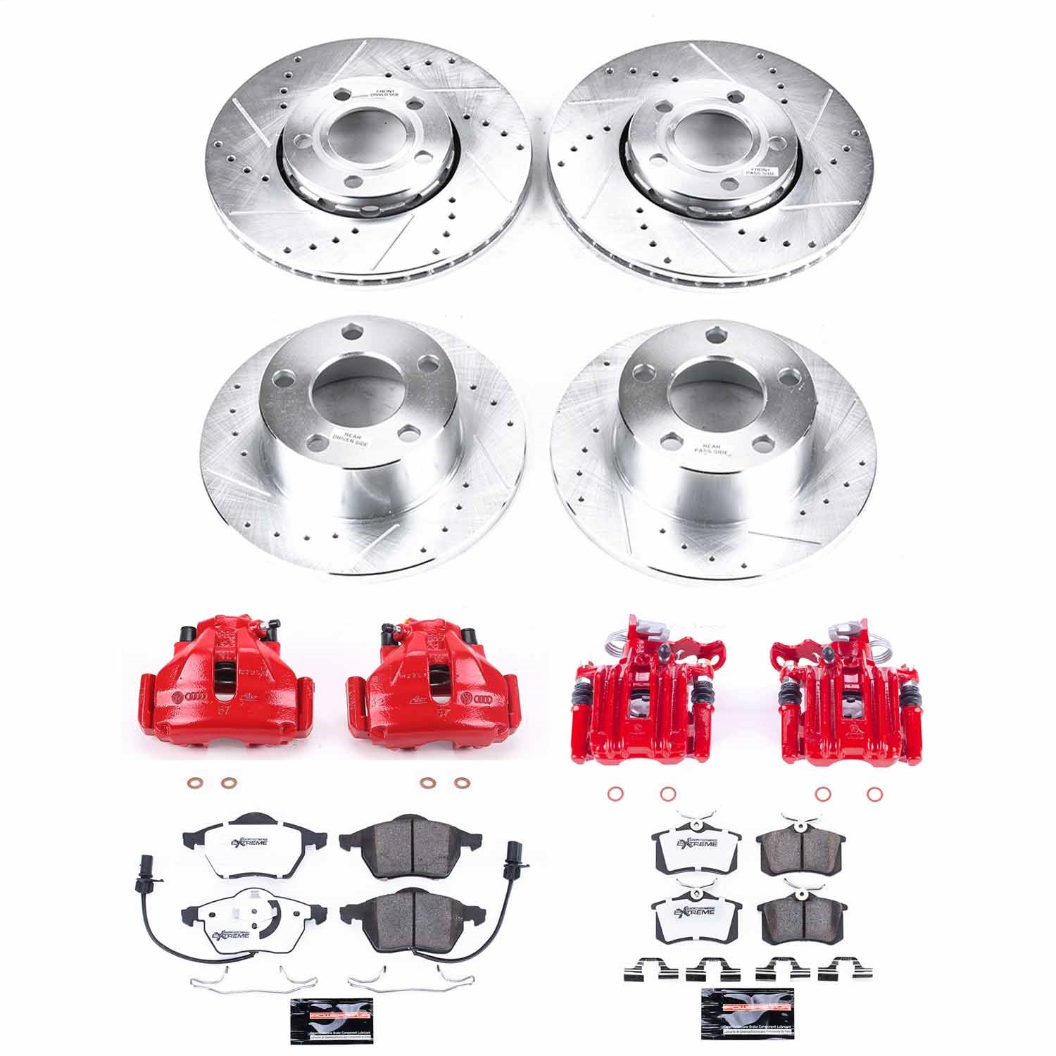 Power Stop - KC529-26 - Front and Rear - Disc Brake Pad/Caliper and Rotor Kit