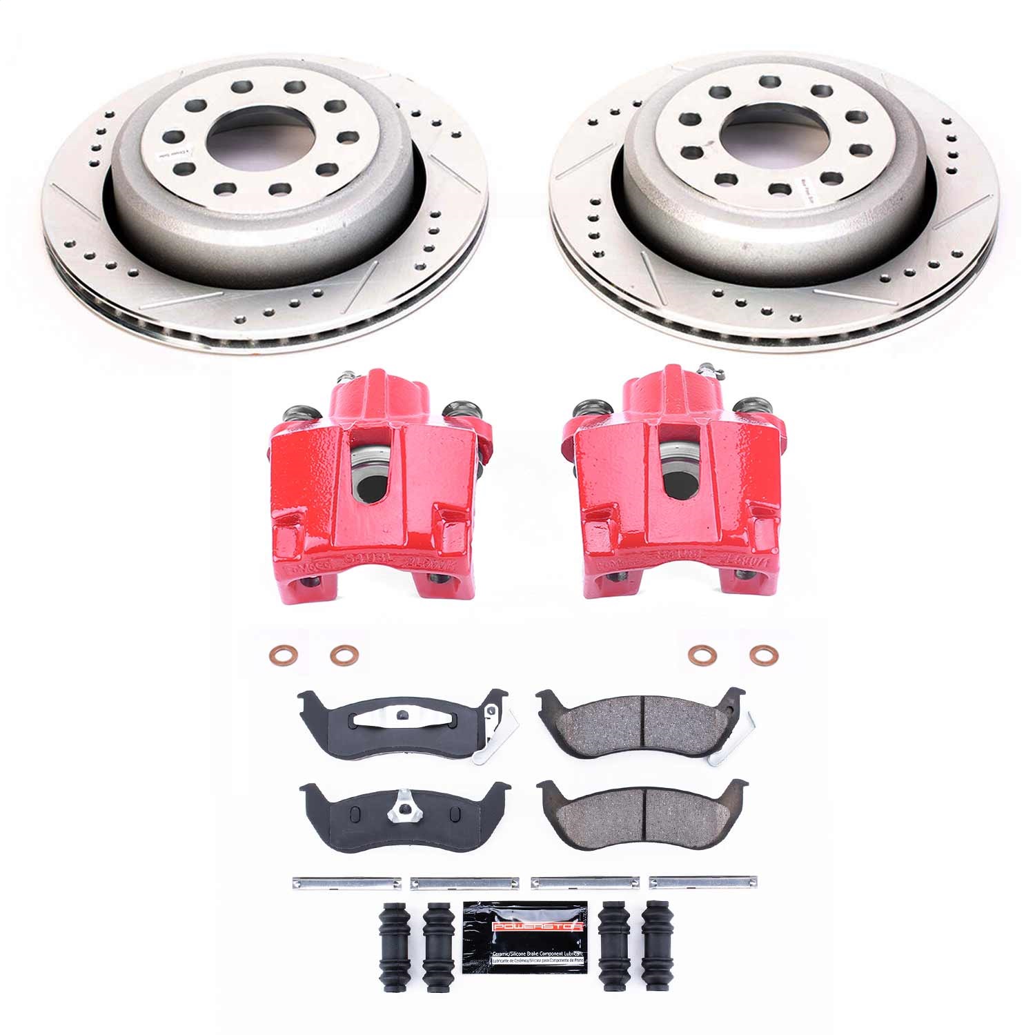Power Stop - KC5293 - Rear - Disc Brake Pad/Caliper and Rotor Kit