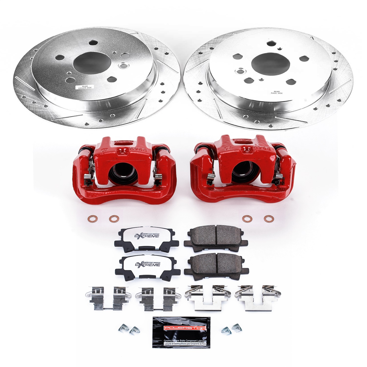 Power Stop - KC5333-36 - Rear - Disc Brake Pad/Caliper and Rotor Kit