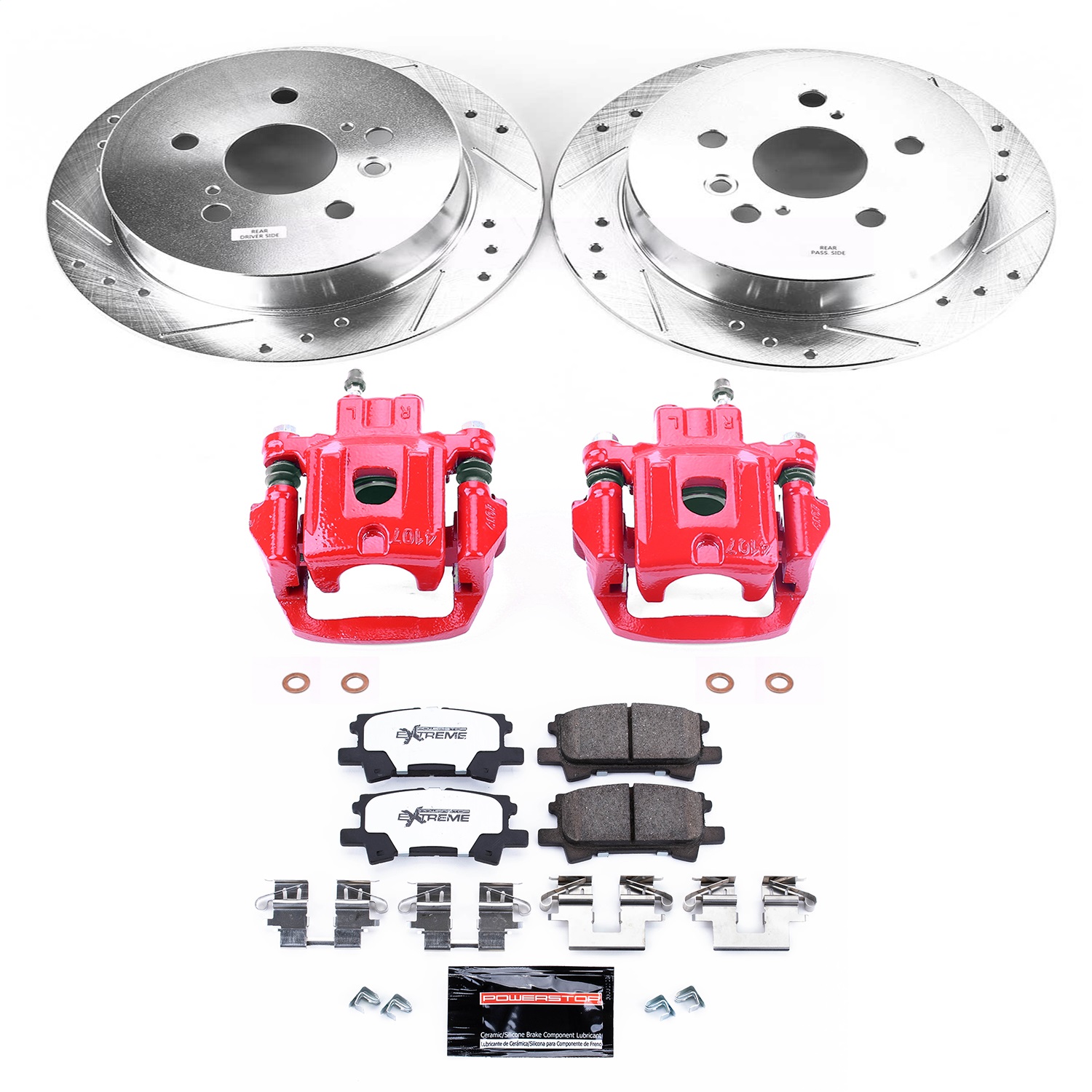 Power Stop - KC5333A-36 - Rear - Disc Brake Pad/Caliper and Rotor Kit